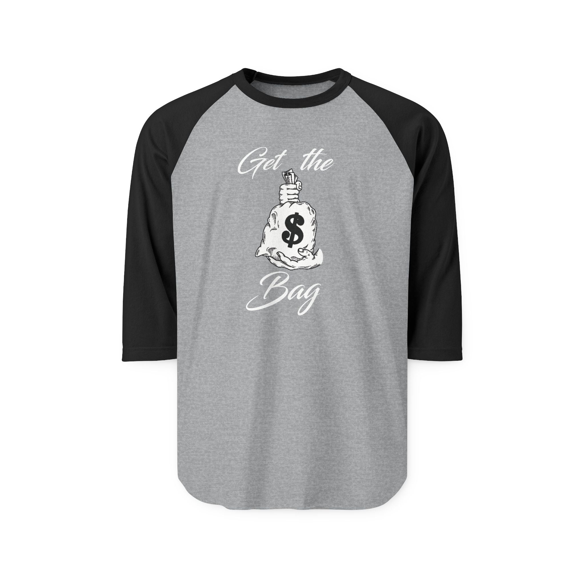 "Get the Bag" Print Unisex Three-Quarter Sleeve Raglan Shirt