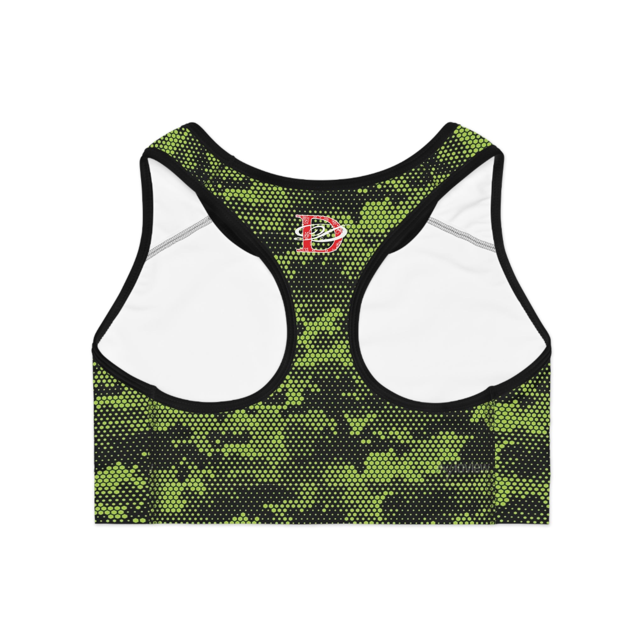 Bandito Panther Lime Green Digital Hexagon Camo Sports Bra AOP