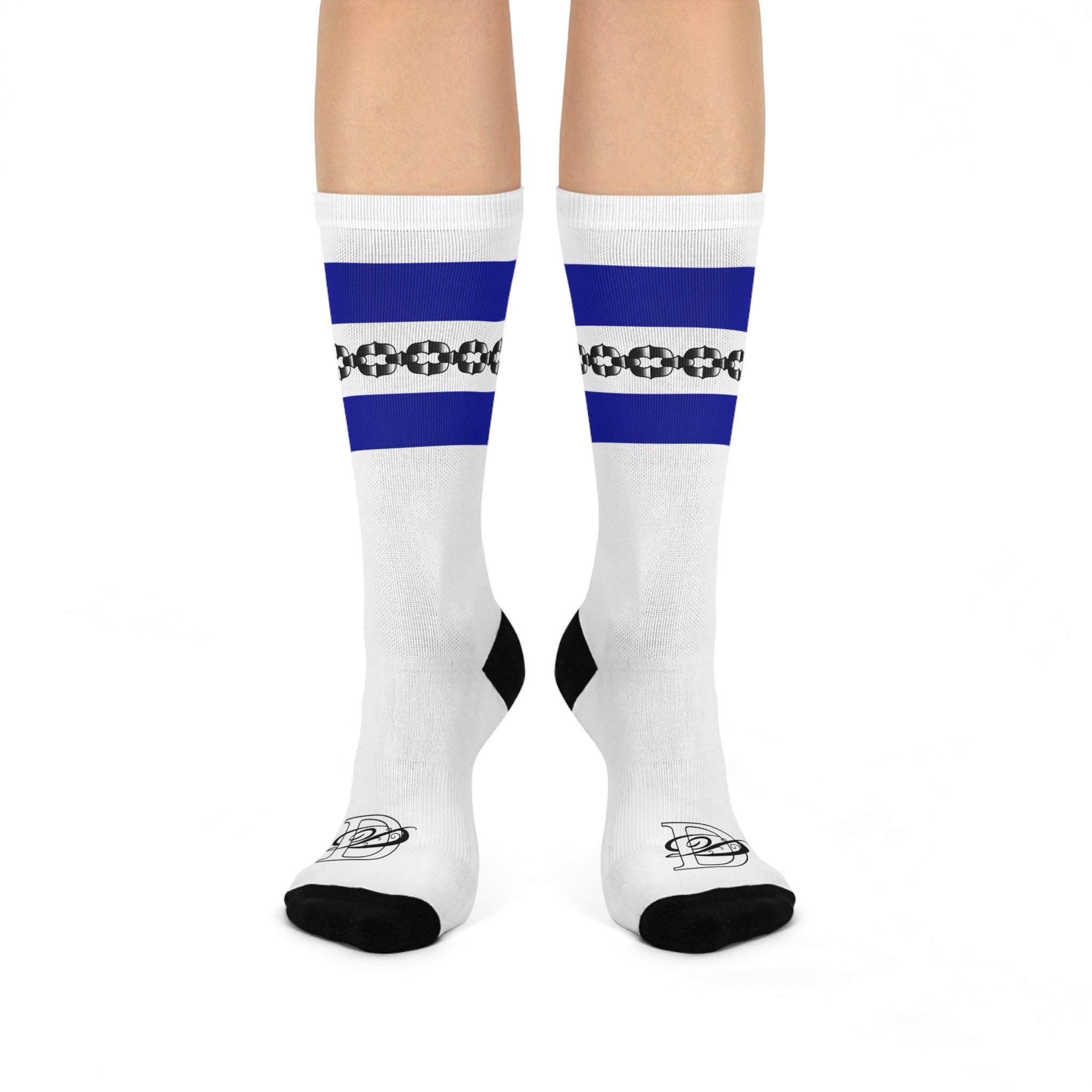 Old School Tube Sock Traditional Tattoo Chain Pattern Crew Socks AOP