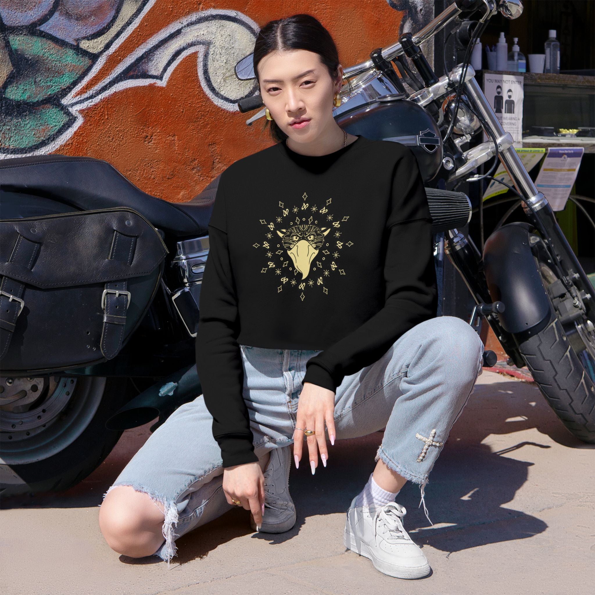 Bandito Panther w/ Paisley Cropped Sweatshirt