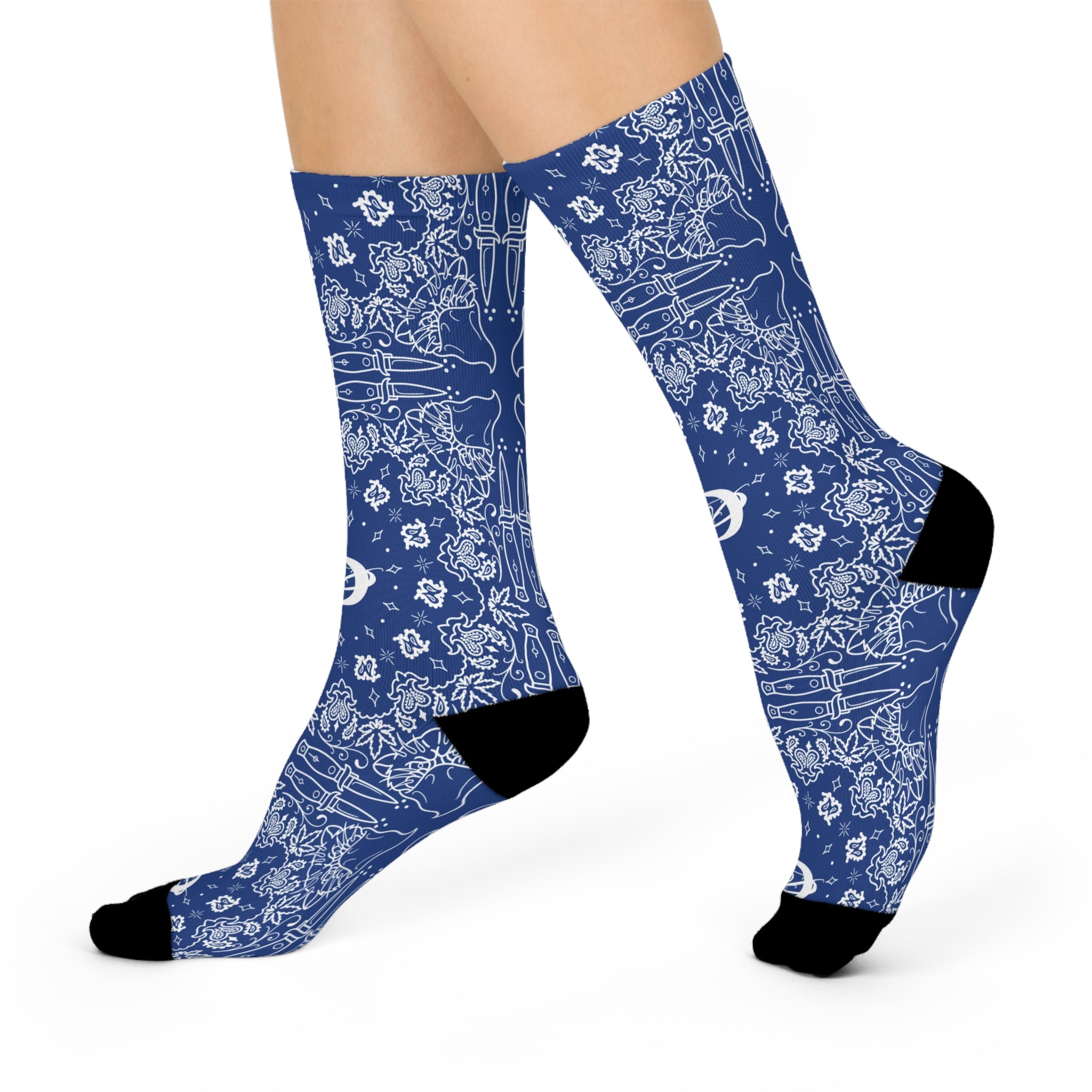 DD Custom Bandana Print Crew Socks AOP