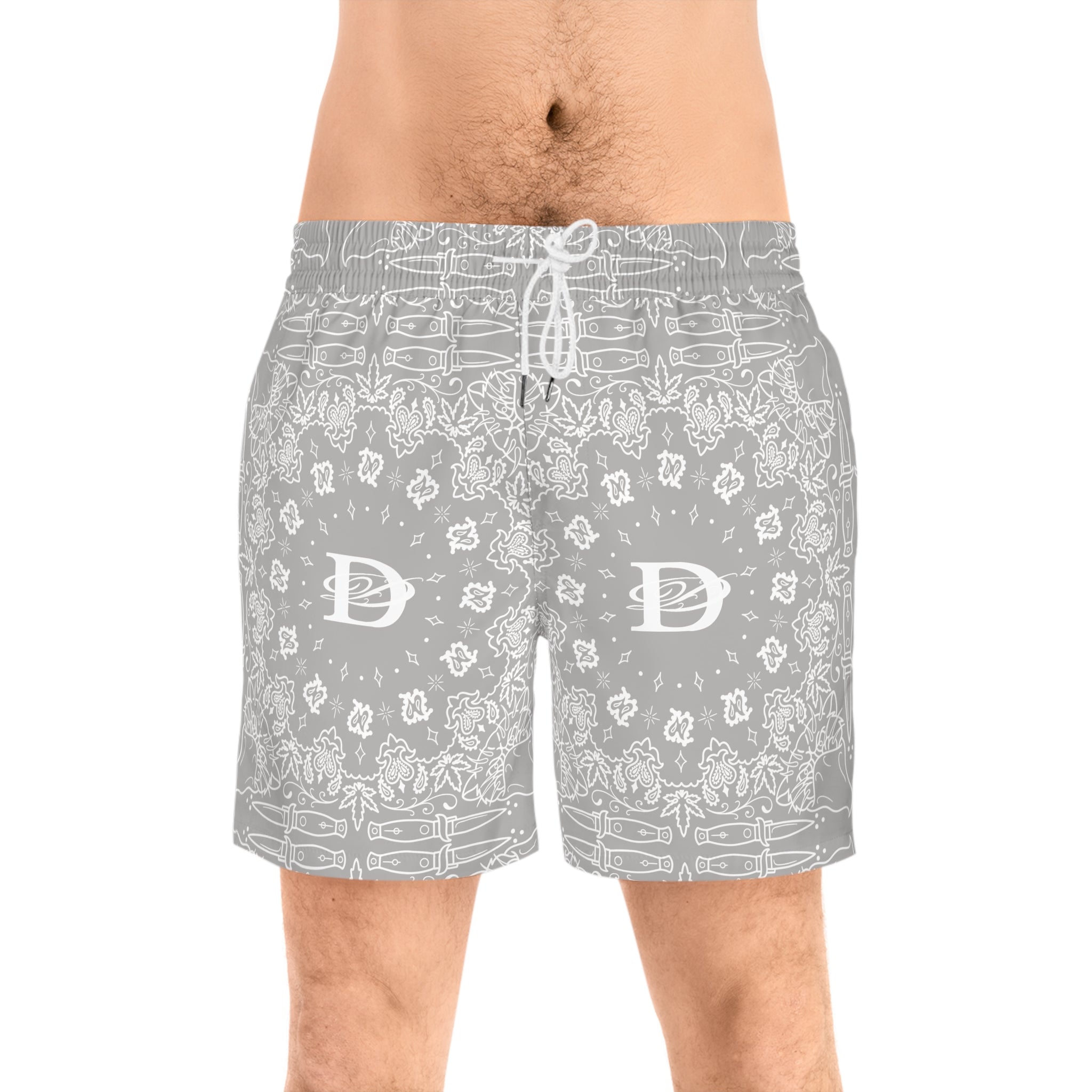 DD Custom Bandana Pattern Men's Mid-Length Swim Shorts AOP