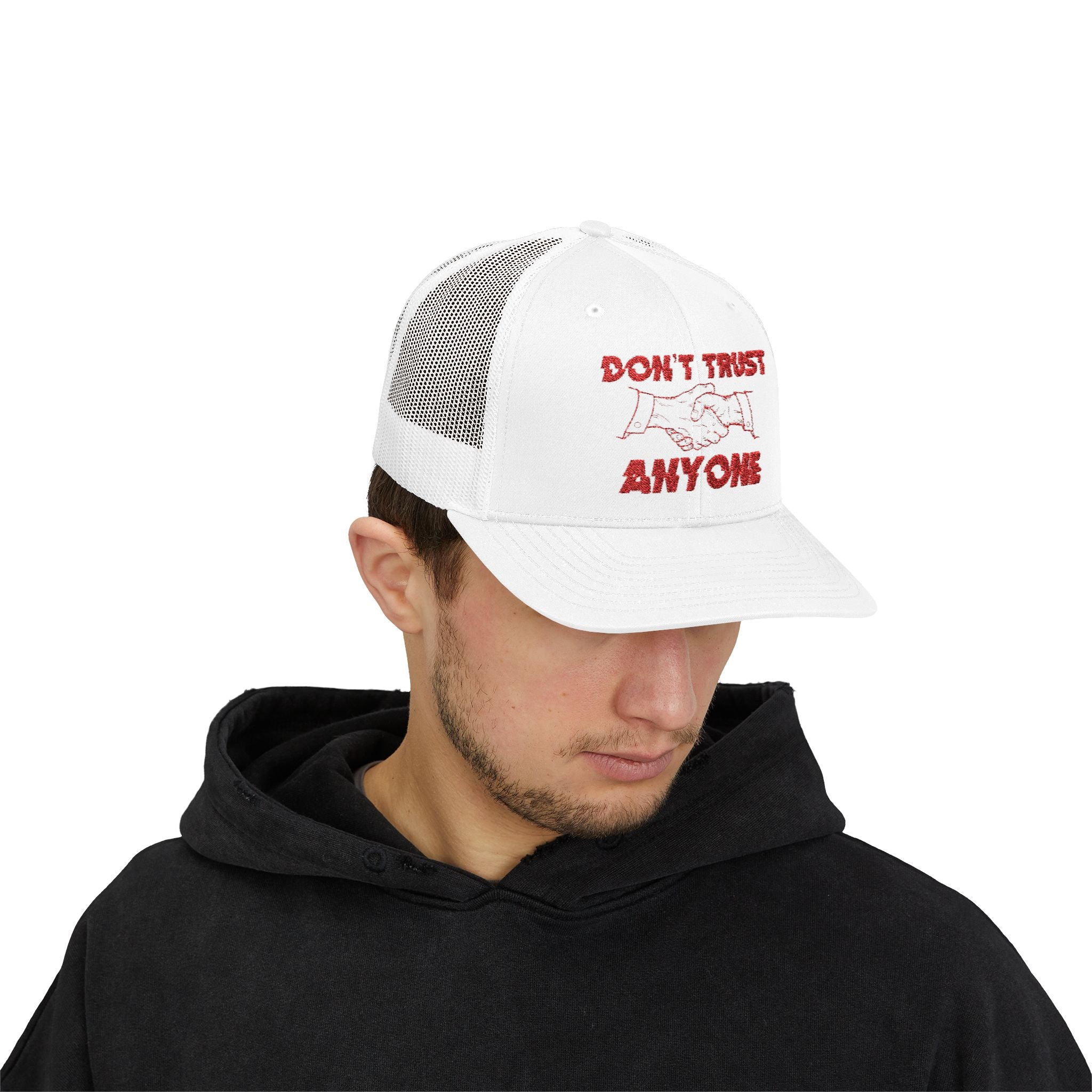 "Don't Trust Anyone" Embroidered Snapback Trucker Cap