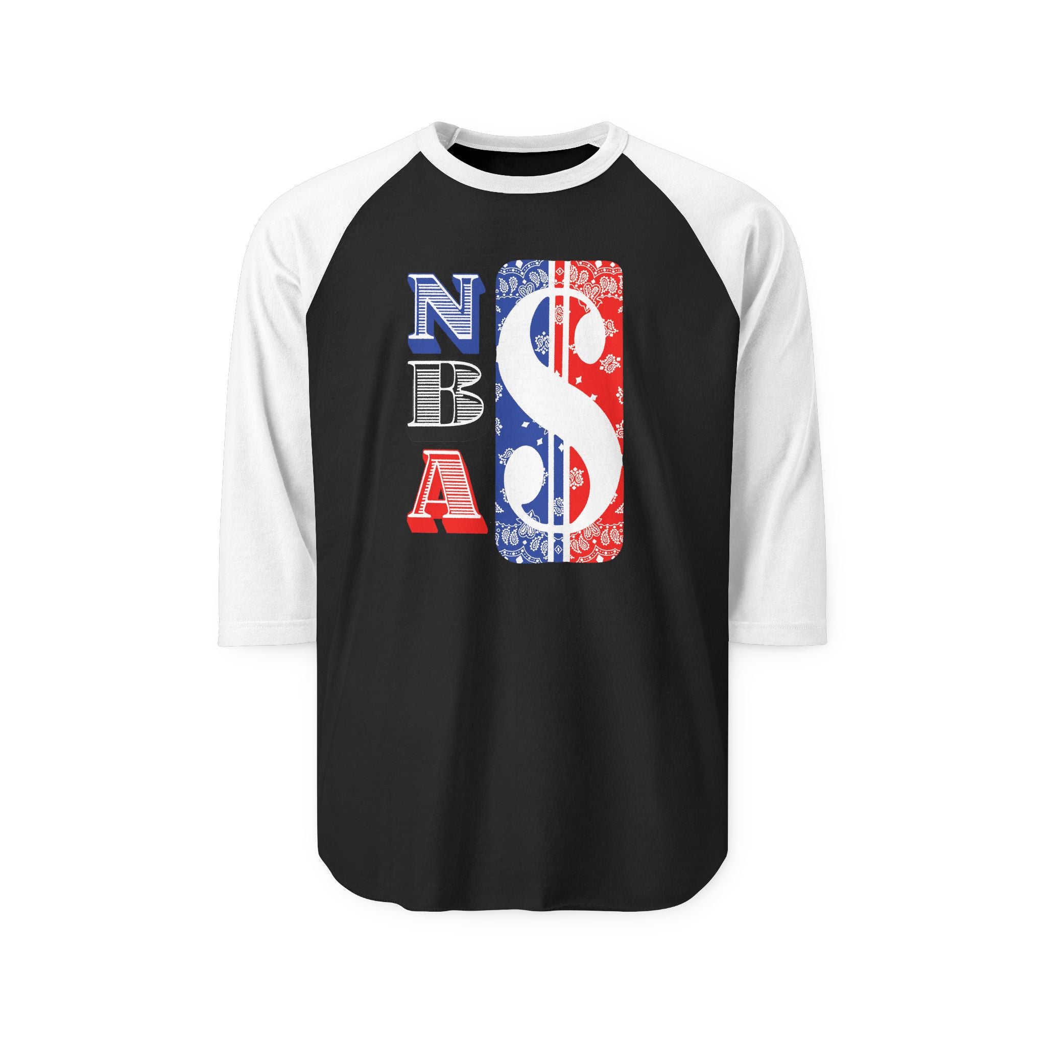 "Never Broke Again" Graphic Print Unisex Three-Quarter Sleeve Raglan Shirt
