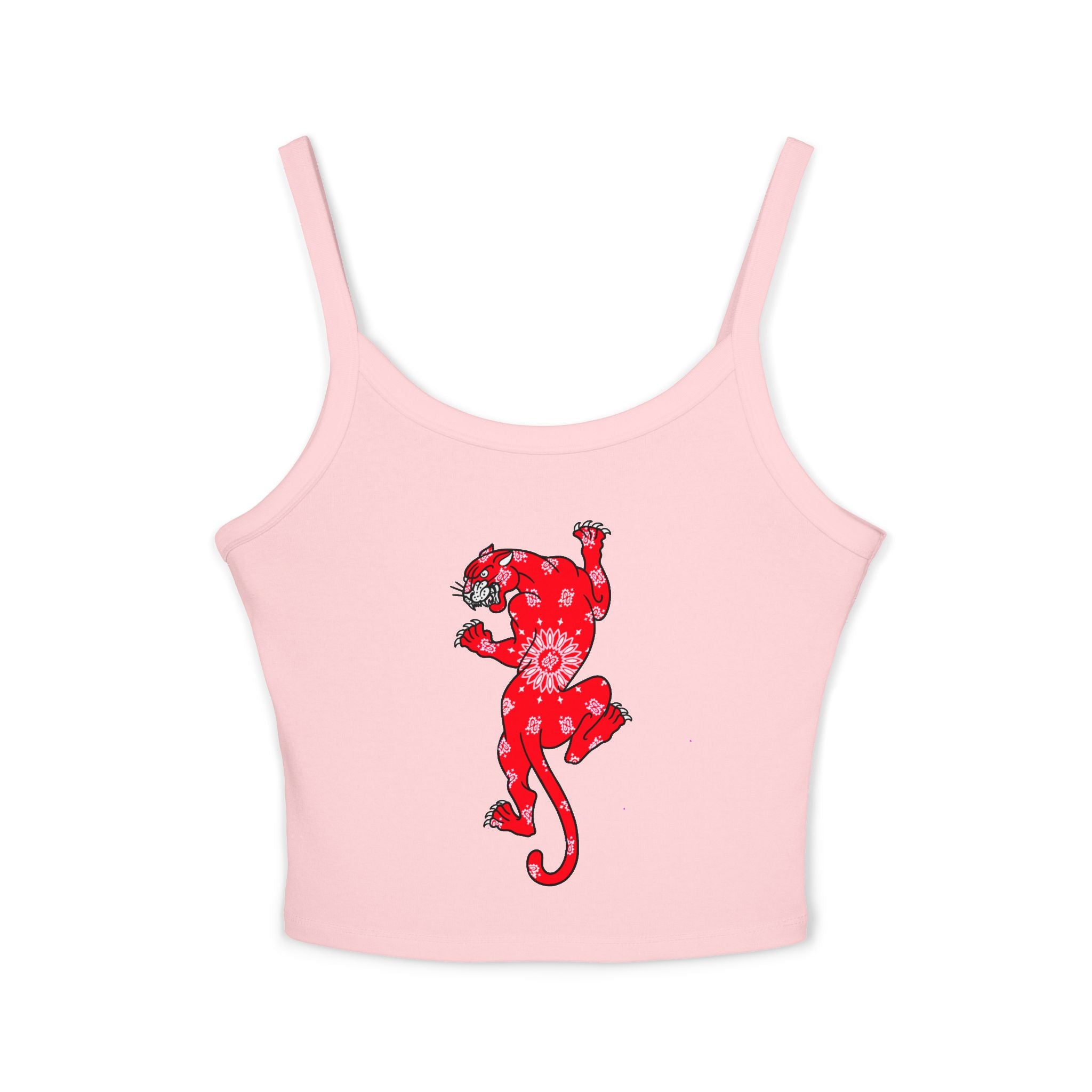 DD Climbing Panther w/Bandana Spaghetti Strap Tank Top