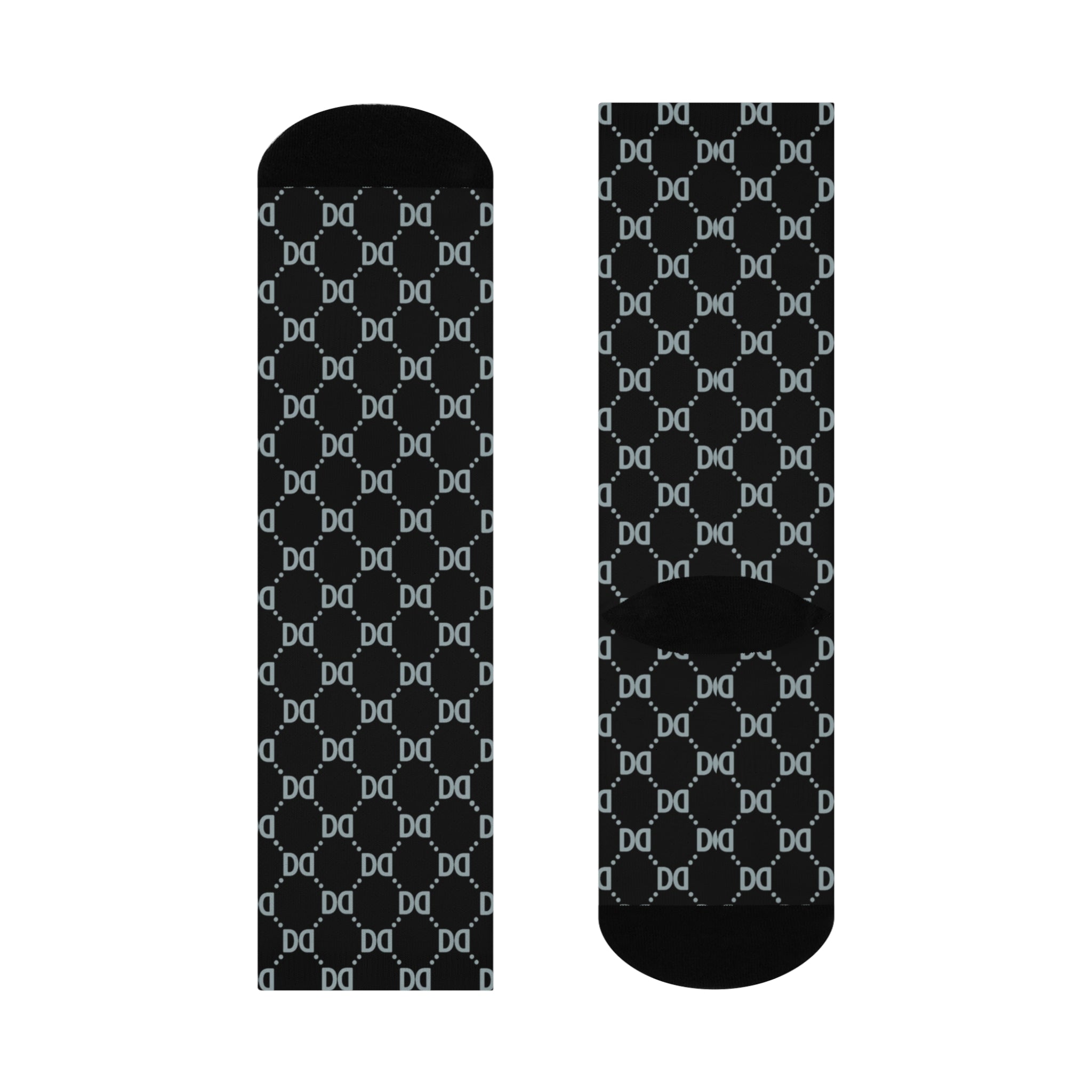 DD Custom Monogram Pattern Crew Socks AOP