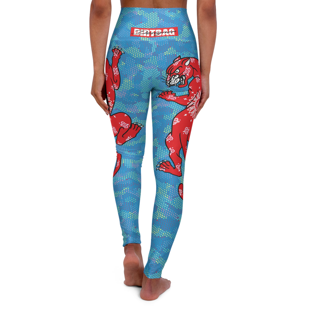 Climbing Bandana Panther Light Blue Digital Hexagon Camo High Waisted Leggings AOP