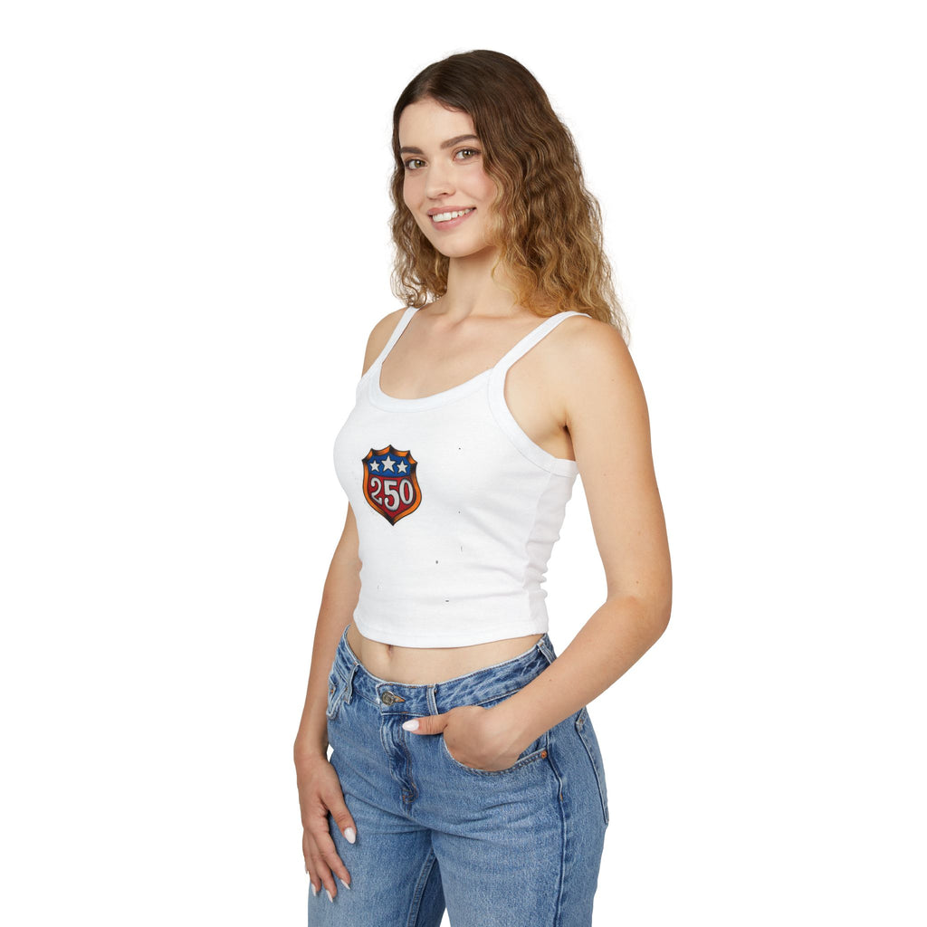 250th Anniversary Shield Tattoo Design Spaghetti Strap Woman's Tank Top