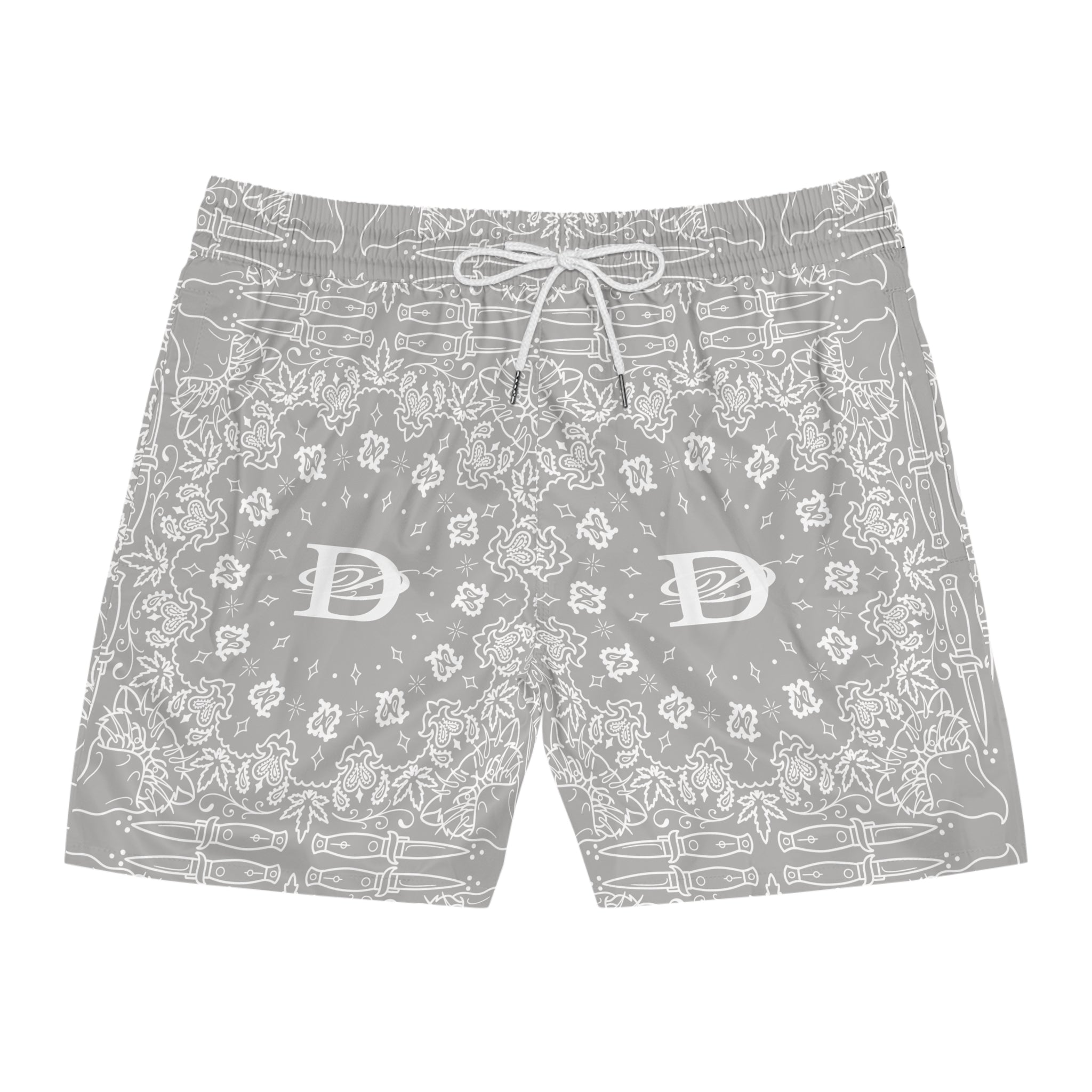 DD Custom Bandana Pattern Men's Mid-Length Swim Shorts AOP