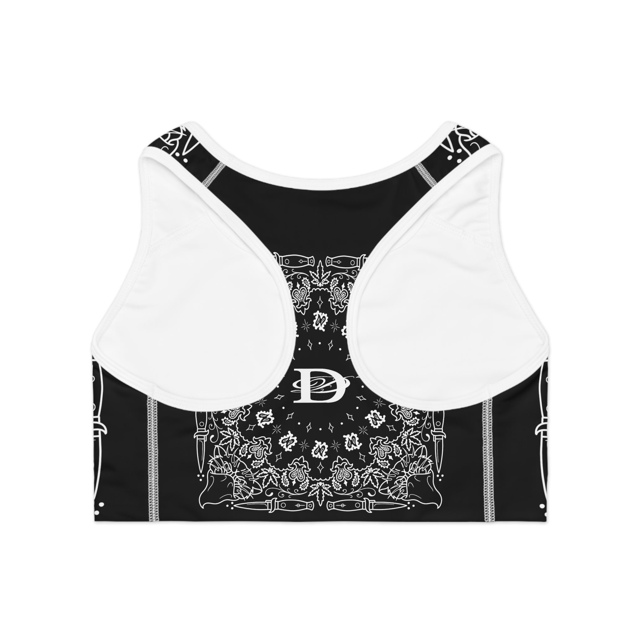 DD Custom Bandanna print - Sports Bra for Active Women - Stylish Workout Gear, Gym Bra, Athleisure Top, Yoga Apparel, Fitness Wear