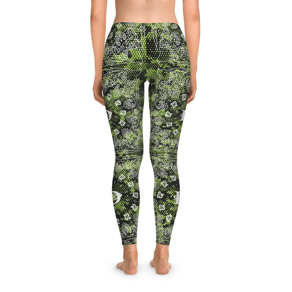 DD Custom Bandana Print W/ Lime Green Hexagon Digital Camo Leggings AOP