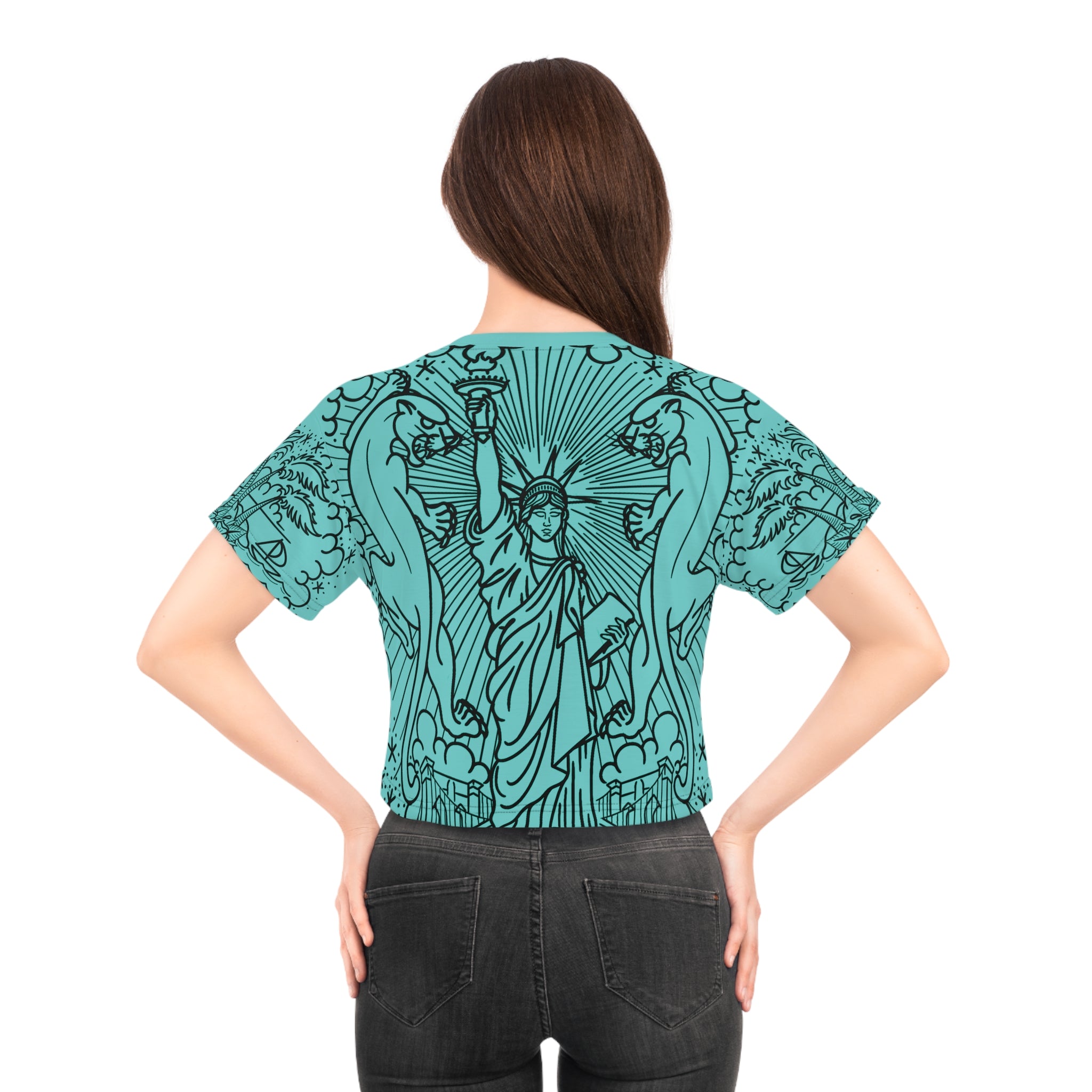 American Traditional Tattoo Body Suit Women's Crop Tee AOP