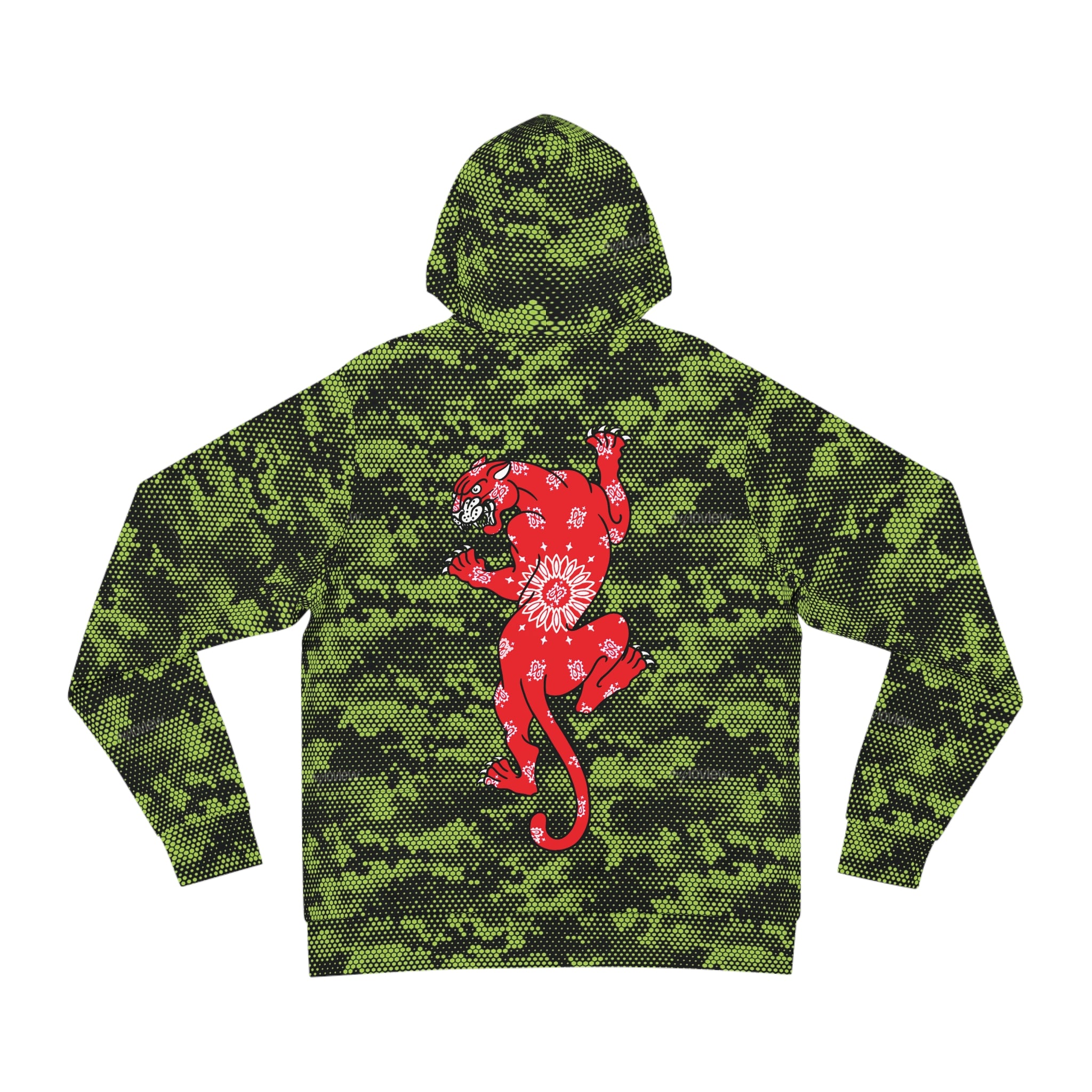 DD Box Logo W/ Climbing Bandana Panther Unisex Lime Green Digital Hexagon Camo Hoodie AOP