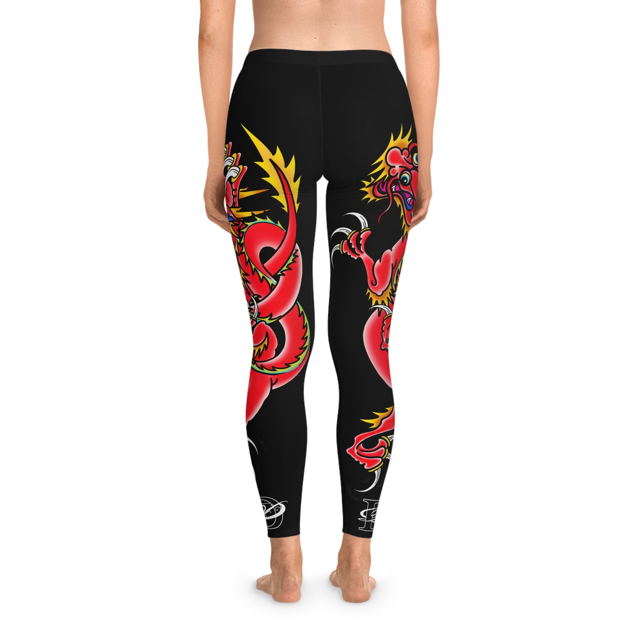 Custom Dragon Print Stretchy Leggings AOP