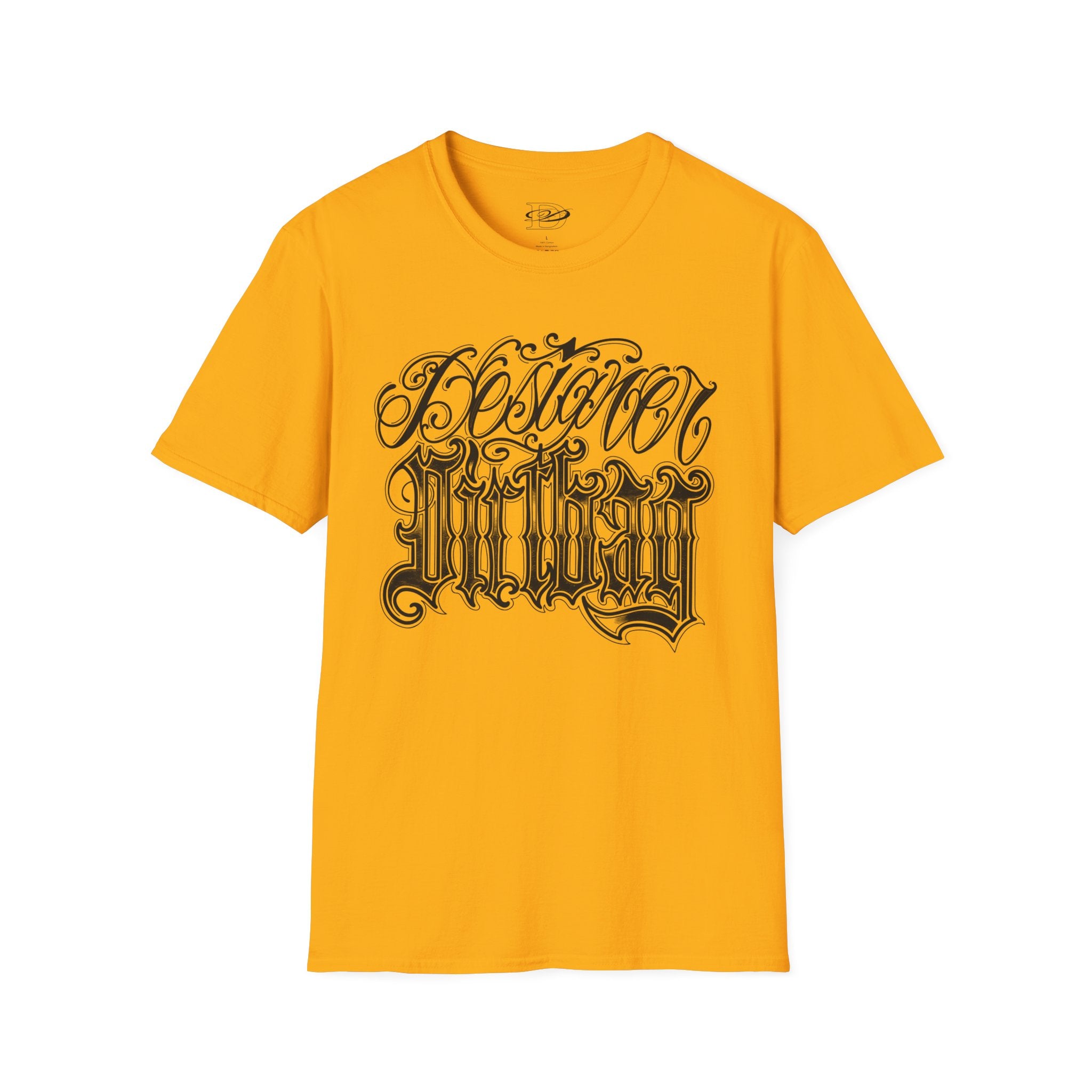 DD Custom Script Lettering w/Gothic Old English Unisex Softstyle T-Shirt