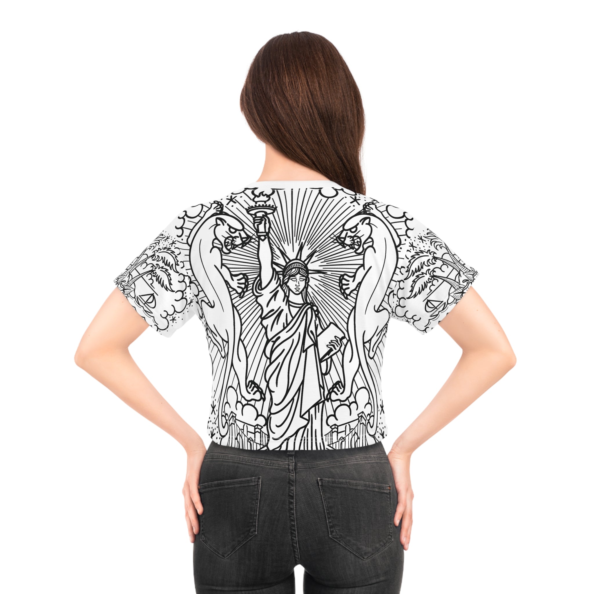 American Traditional Tattoo Body Suit Women's Crop Tee AOP