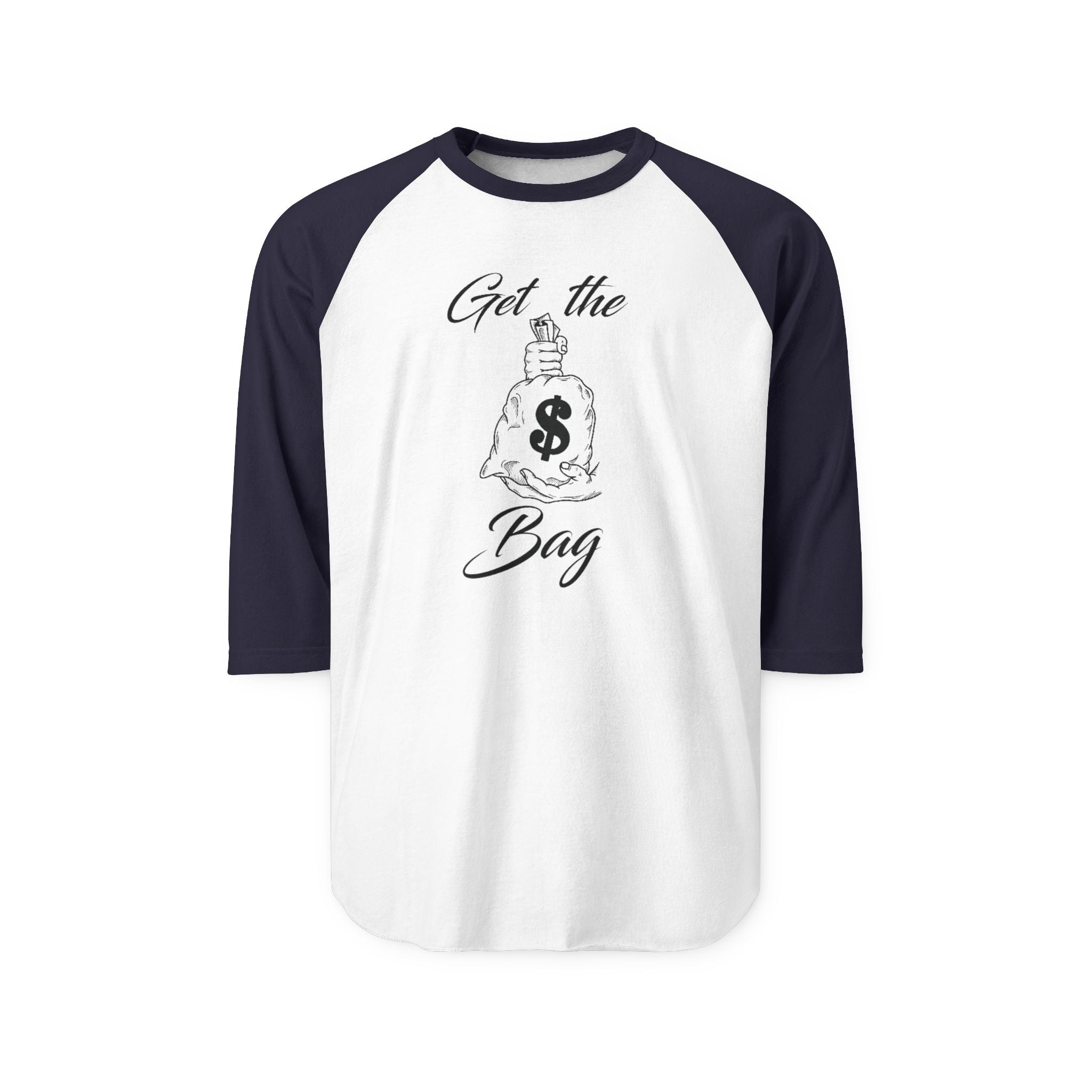"Get the Bag" Print Unisex Three-Quarter Sleeve Raglan Shirt