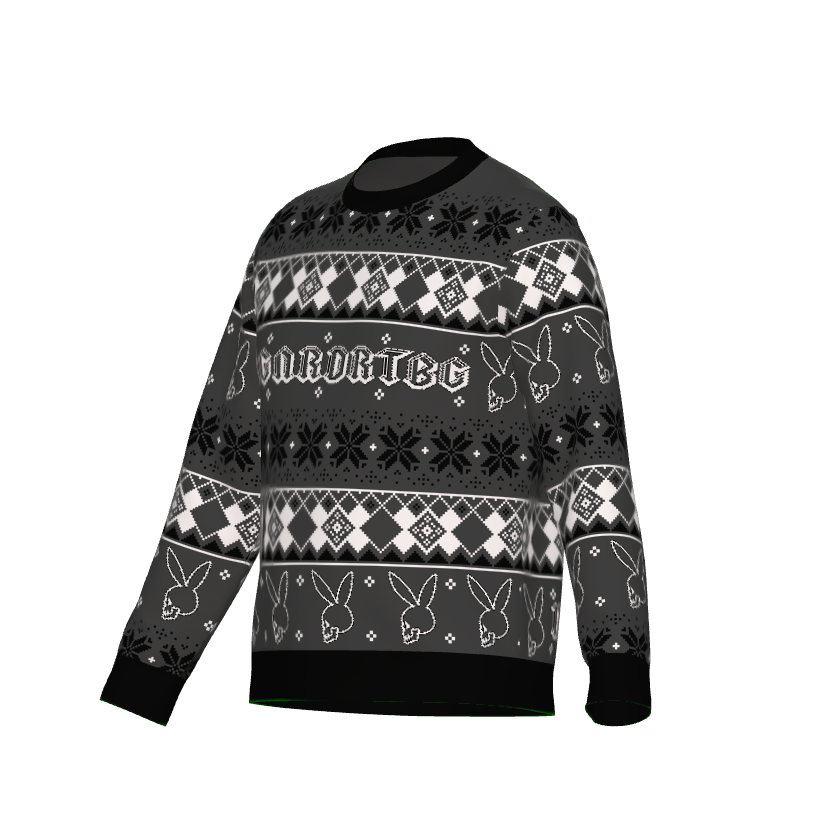 DSGNRDRTBG Bunny Skull Ugly Xmas Lightweight Crewneck Knitted Sweater