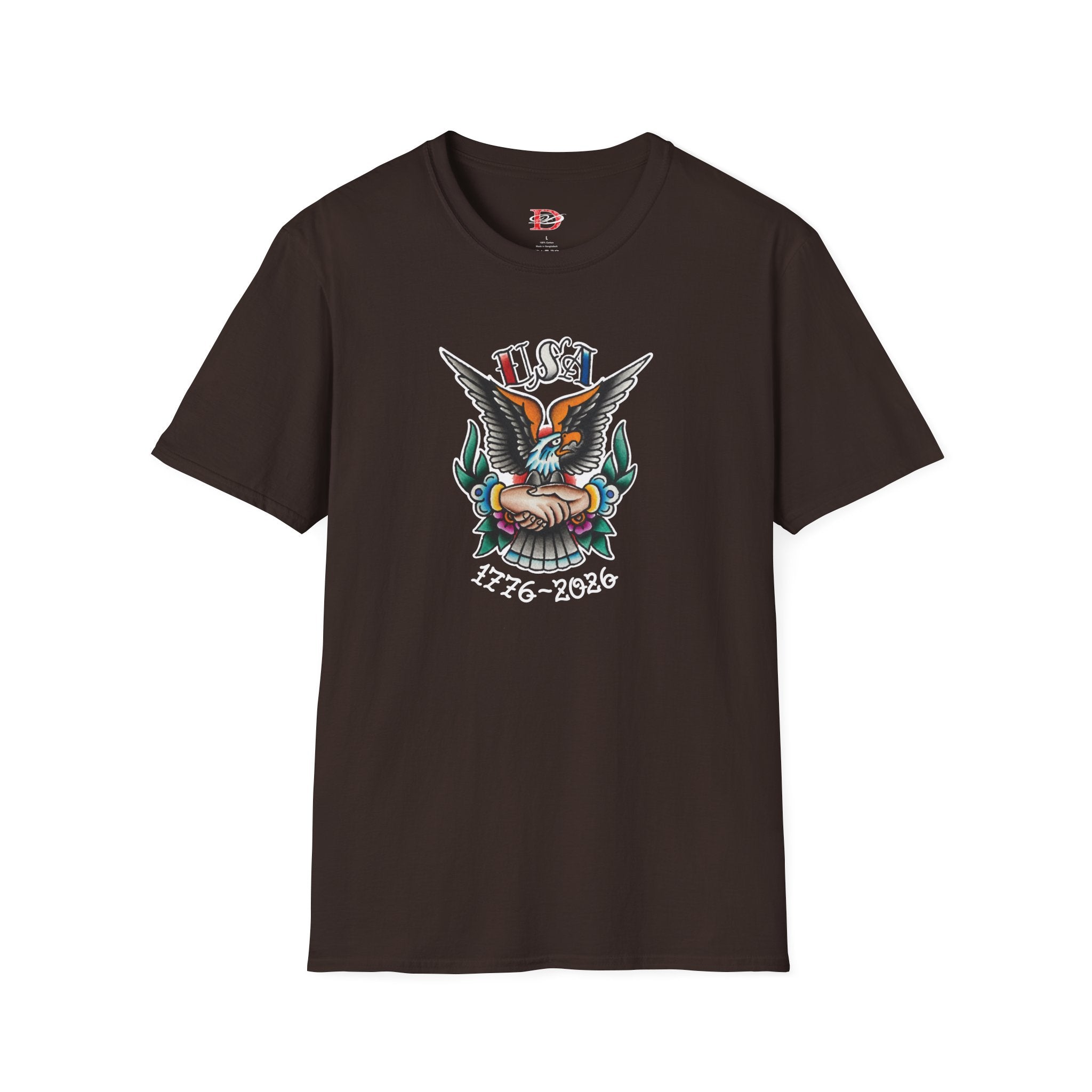 250th Anniversary 1776-2026 Clasped Hands w/Eagle Unisex Softstyle Tattoo T‑Shirt
