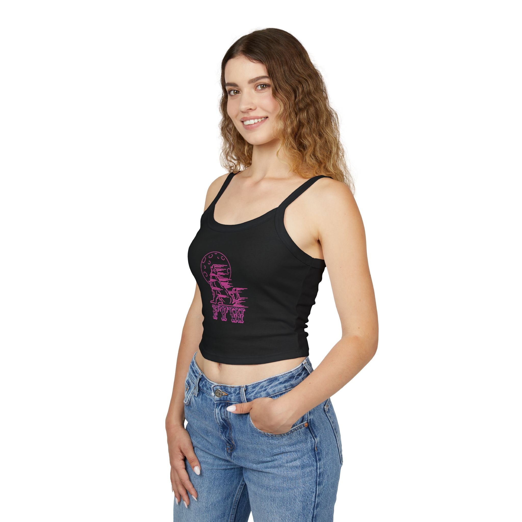 "Stay Hungry" Wolf Head Spaghetti Strap Tank Top