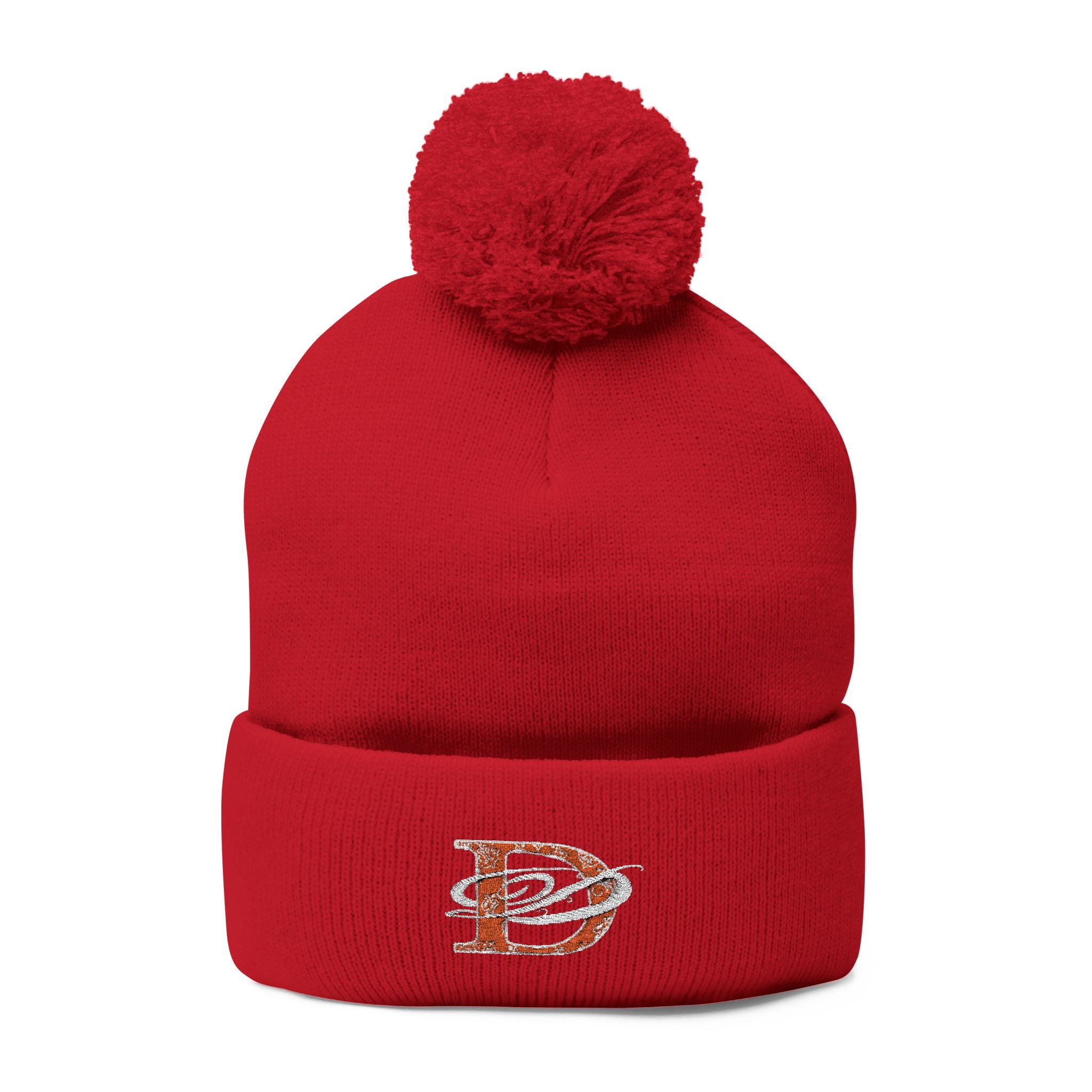 DD Bandana Logo Embroidered Pom-Pom Knit Beanie