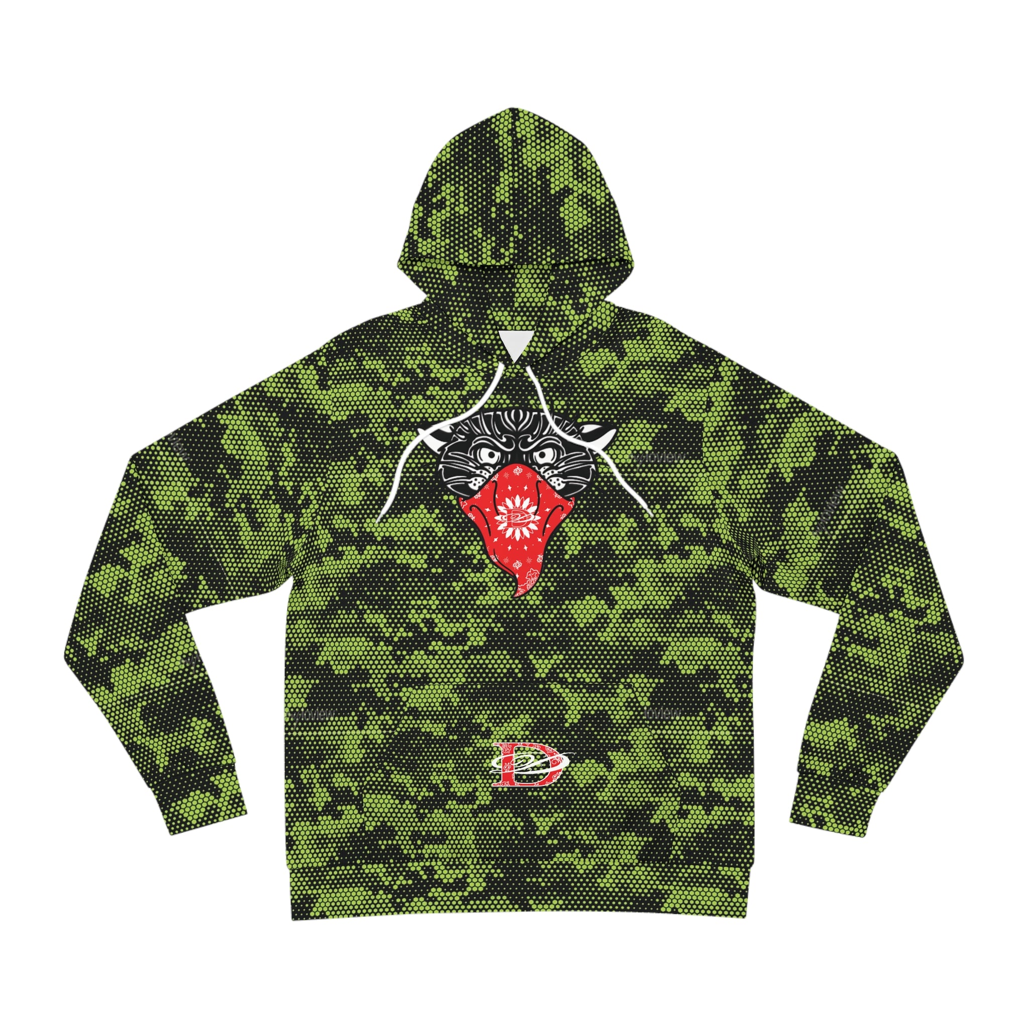 Bandito Panther Lime Green Hexagon Digital Camo Unisex Hoodie AOP