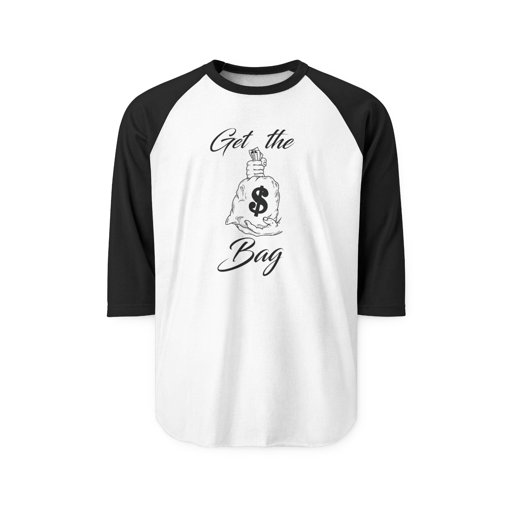 "Get the Bag" Print Unisex Three-Quarter Sleeve Raglan Shirt