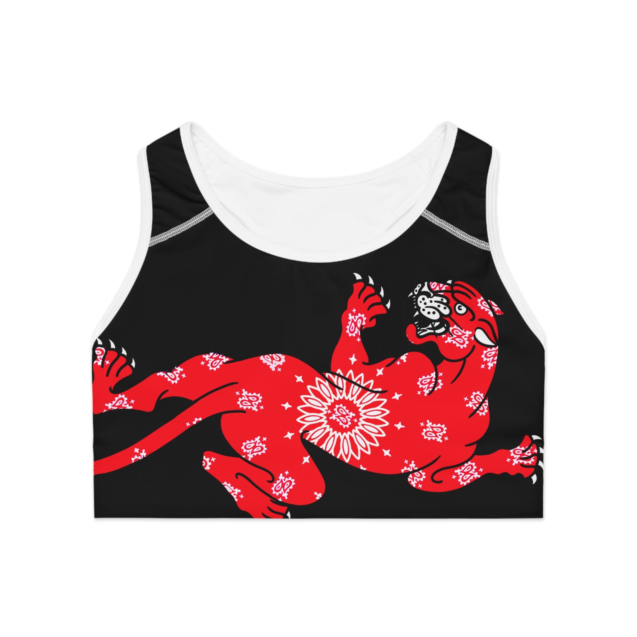DD Climbing Panther W/Bandana Print Sports Bra