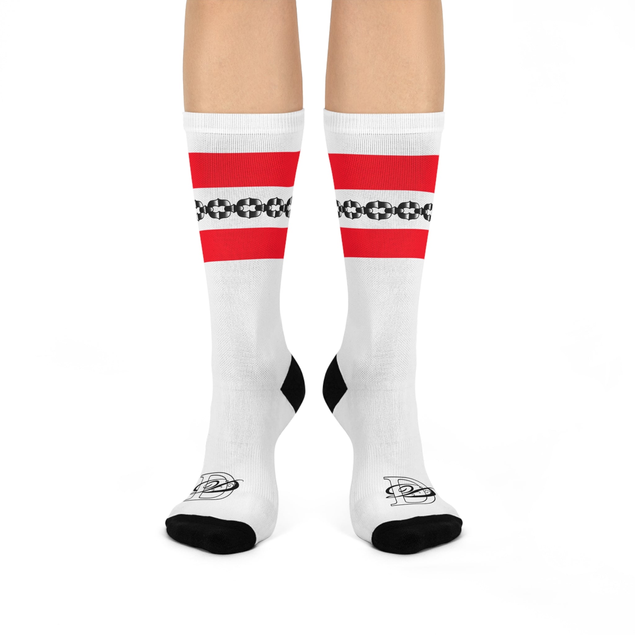 Old School Tube Sock Traditional Tattoo Chain Pattern Crew Socks AOP