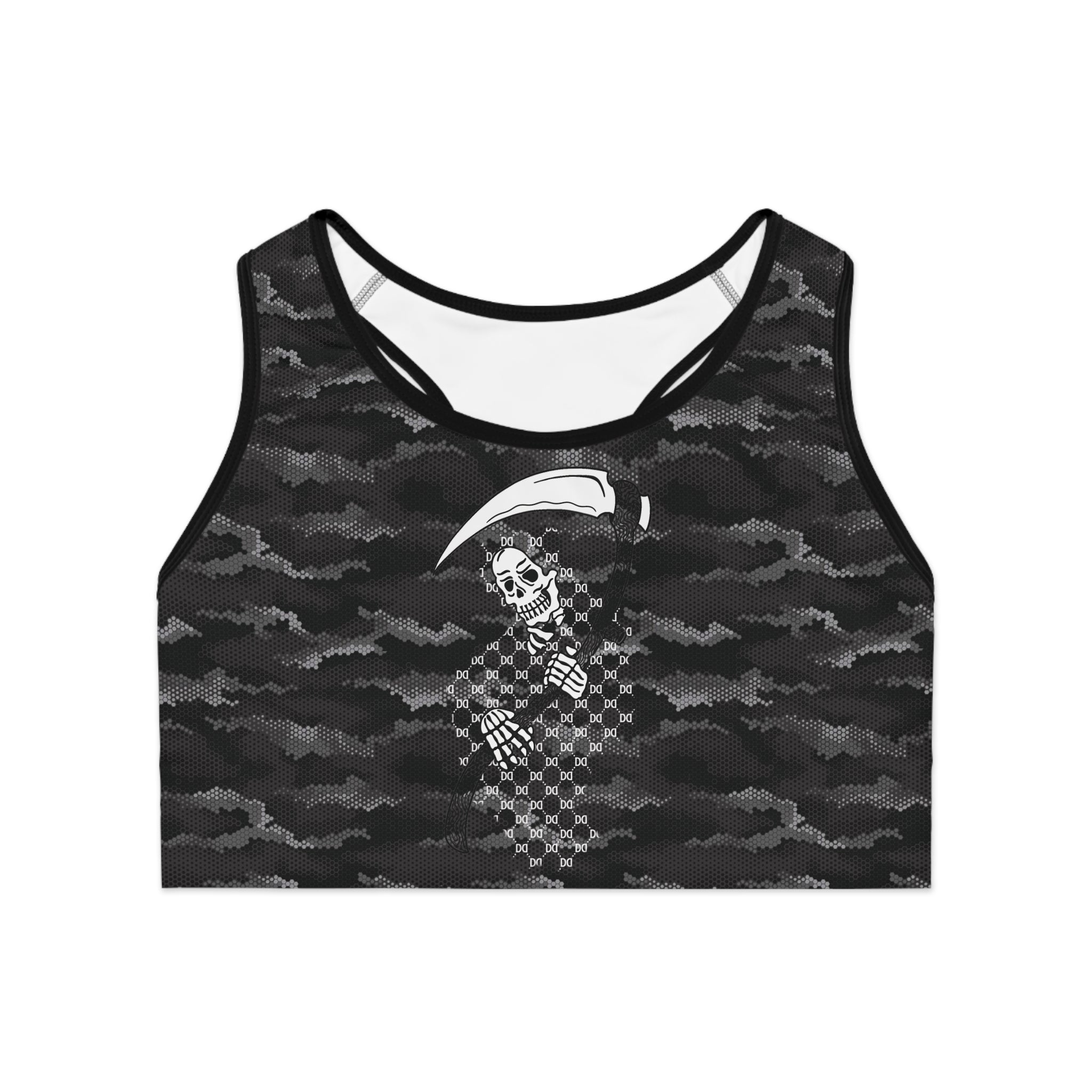 DD Monagram Reaper Digital Hexagon Urban Camo Sports Bra AOP