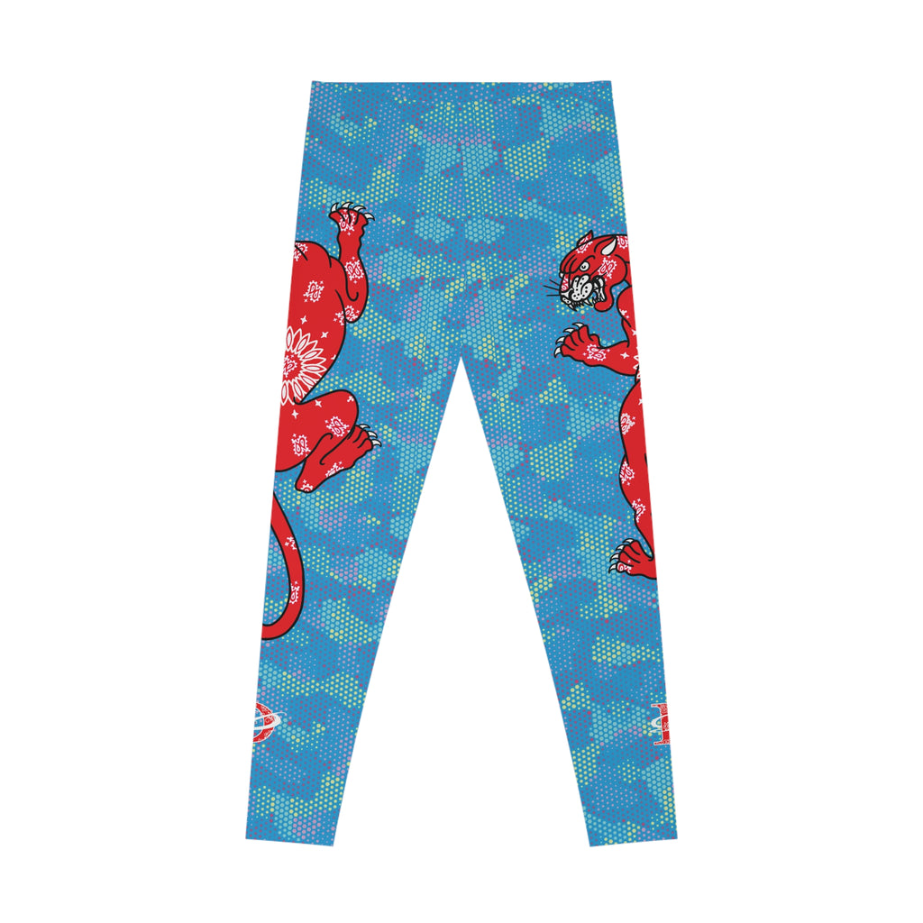 Climbing Bandana Panther Stretchy Light Blue Digital Hexagon Camo Leggings