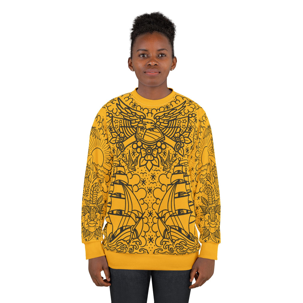 Traditional American Tattoo Body Suit Unisex Crewneck Sweatshirt AOP