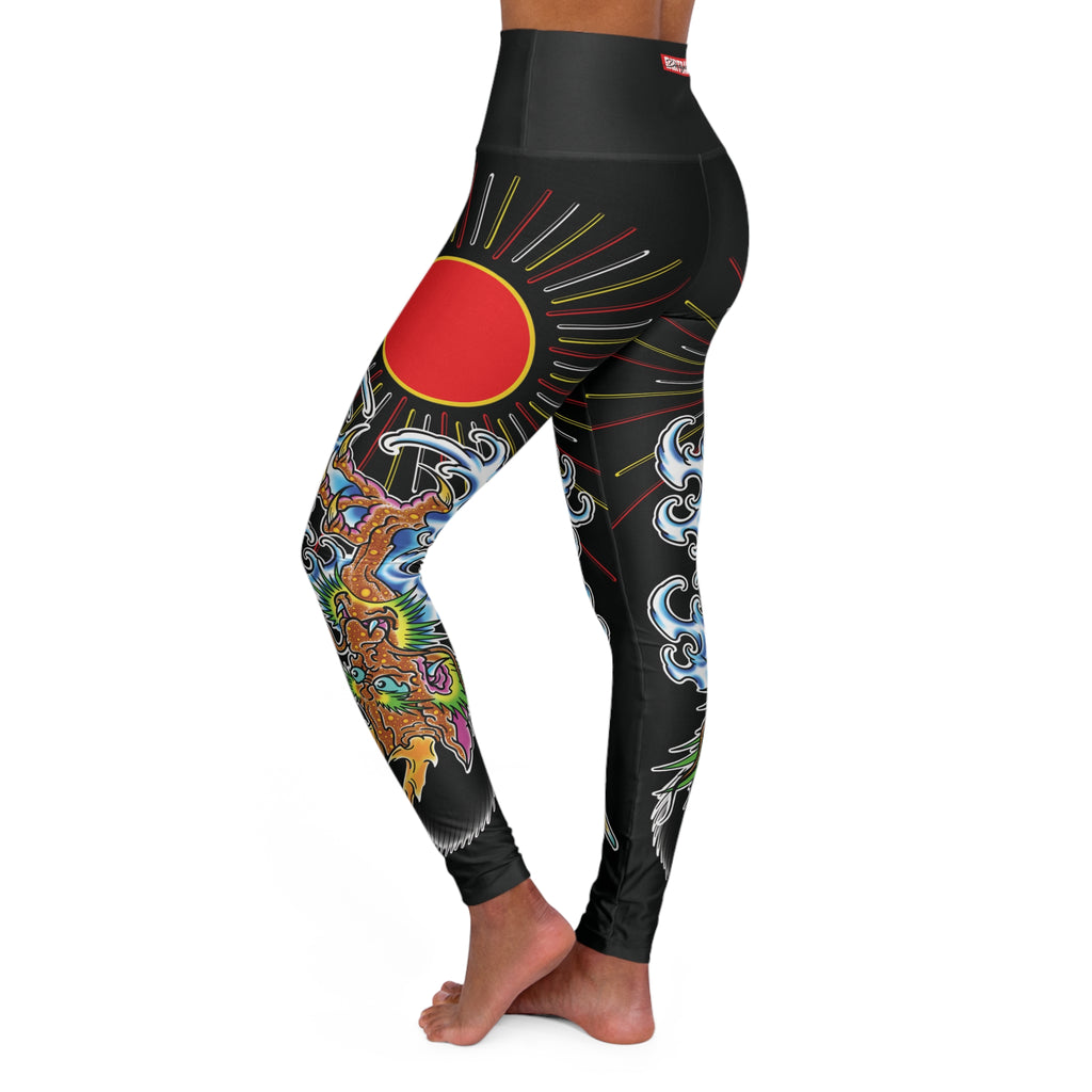Dragon and Sun Custom Print High Waisted Yoga Leggings (AOP)