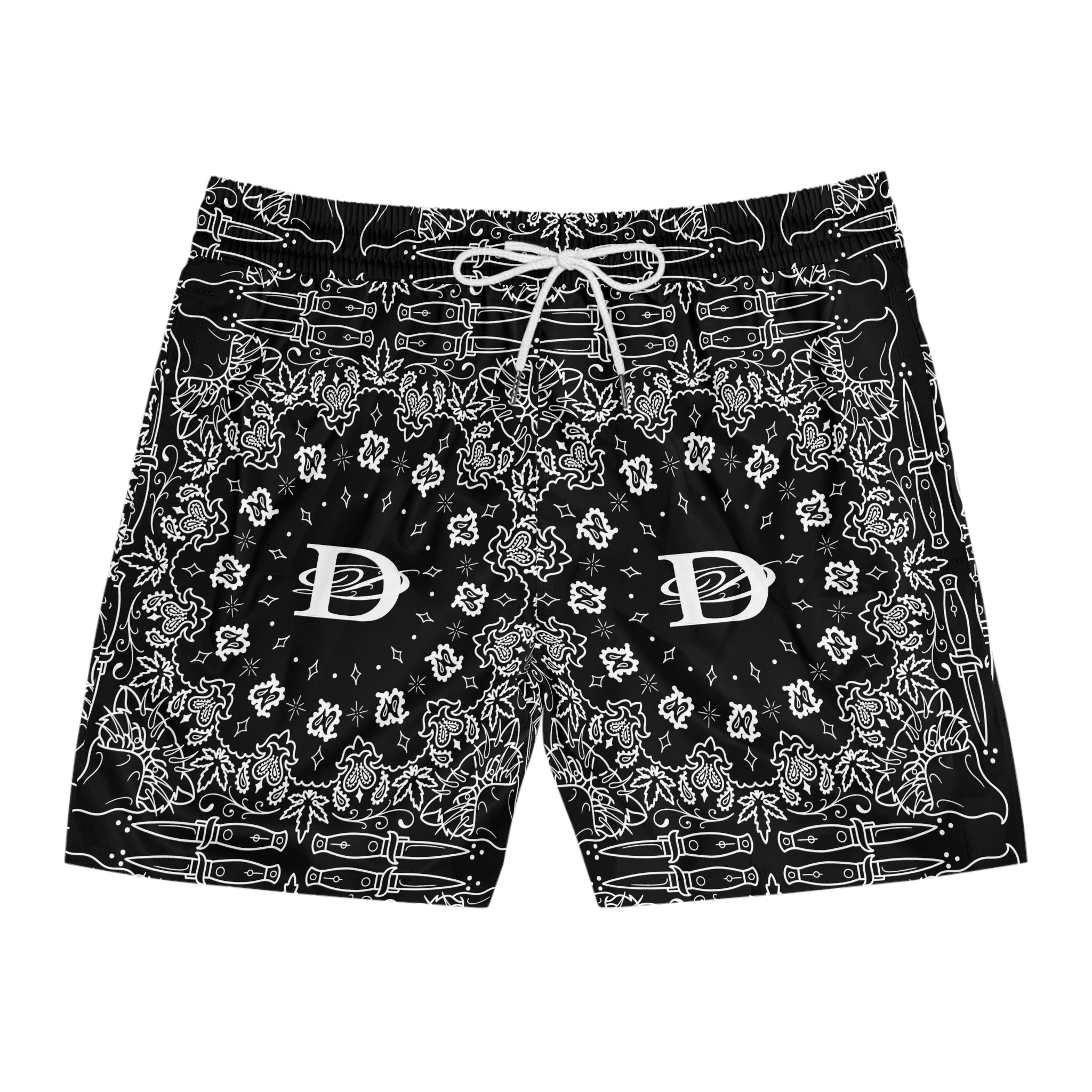 DD Custom Bandana Pattern Men's Mid-Length Swim Shorts AOP