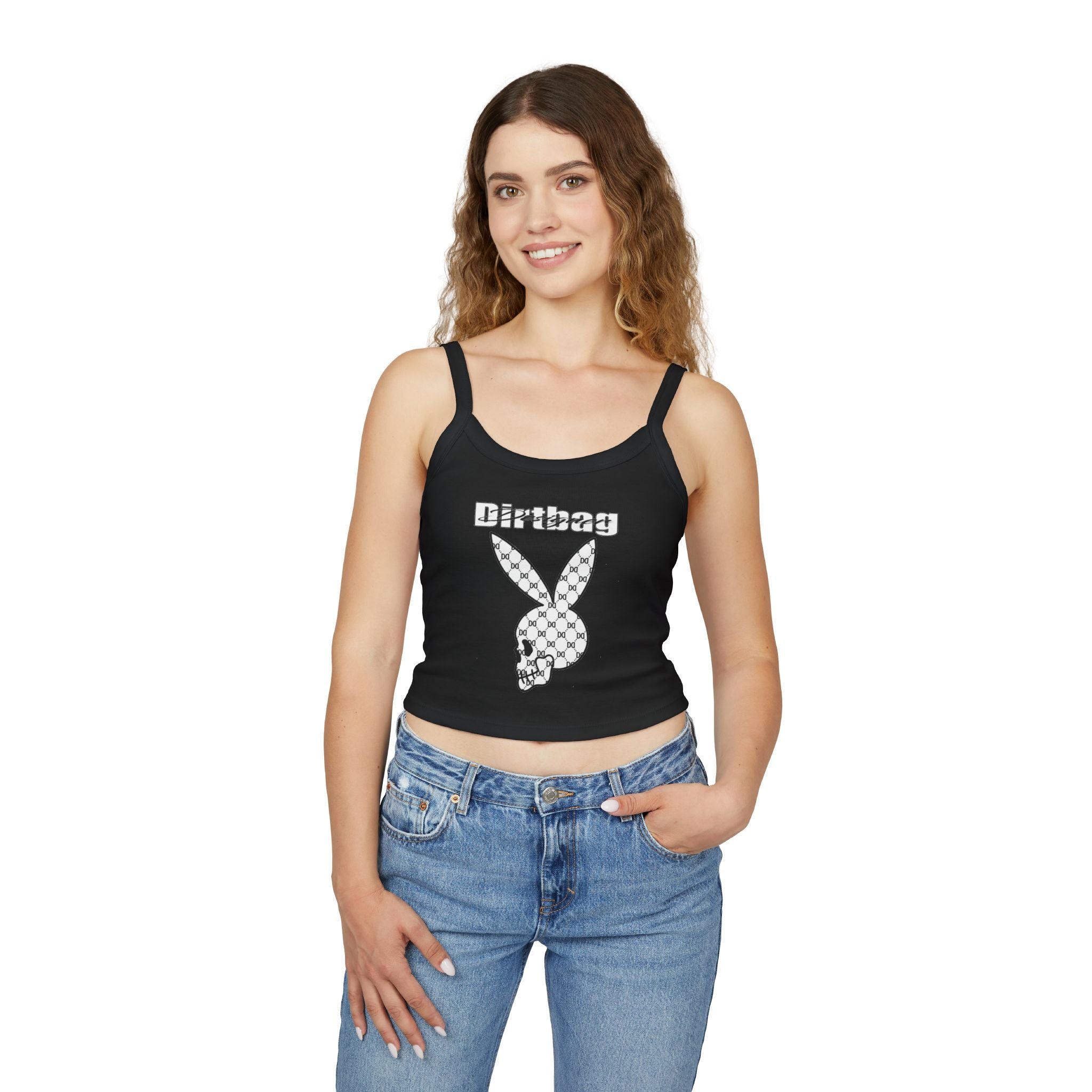 DD Monogram Bunny Skull Design Women's Spaghetti Strap Tank Top