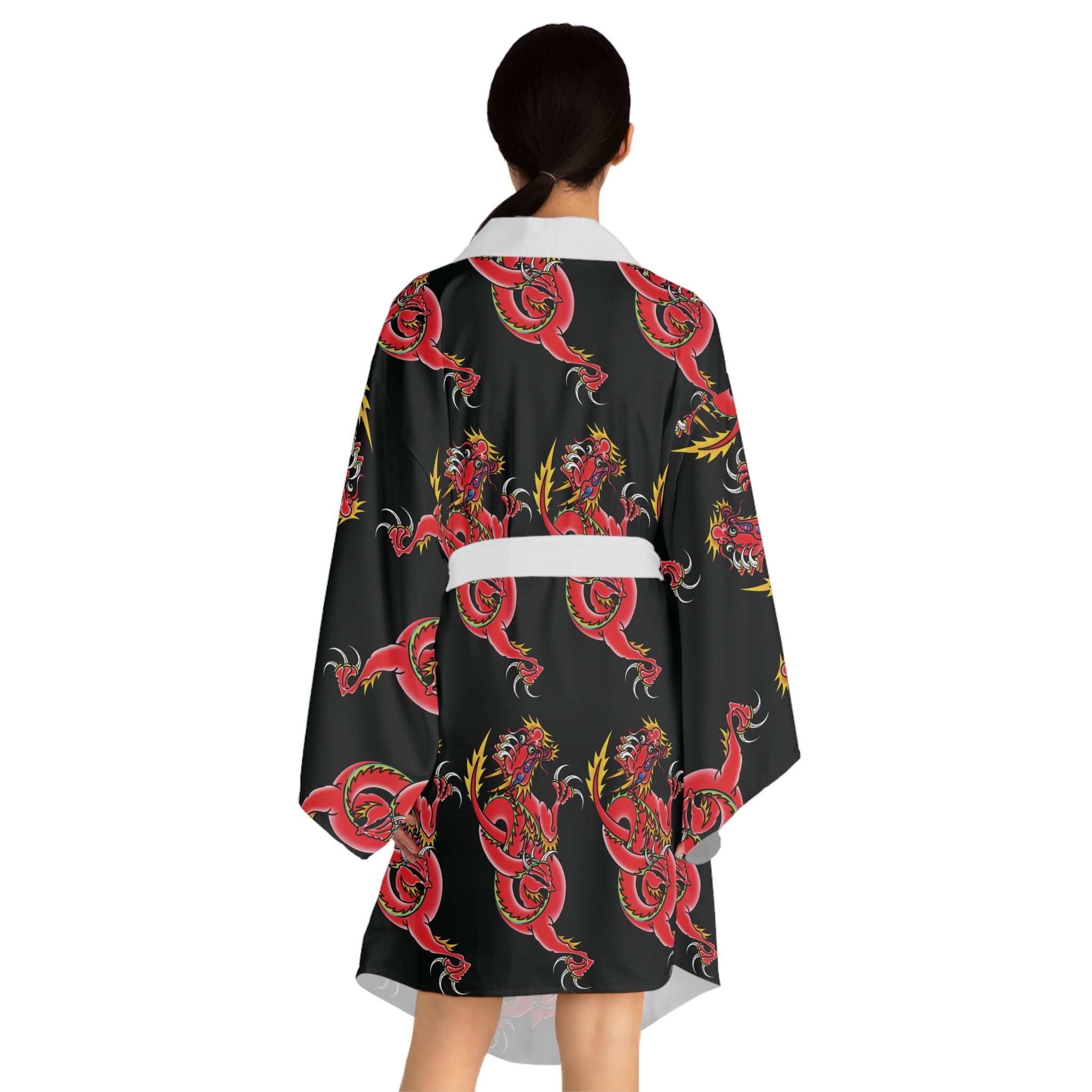 Custom Dragon Pattern Long Sleeve Kimono Robe AOP