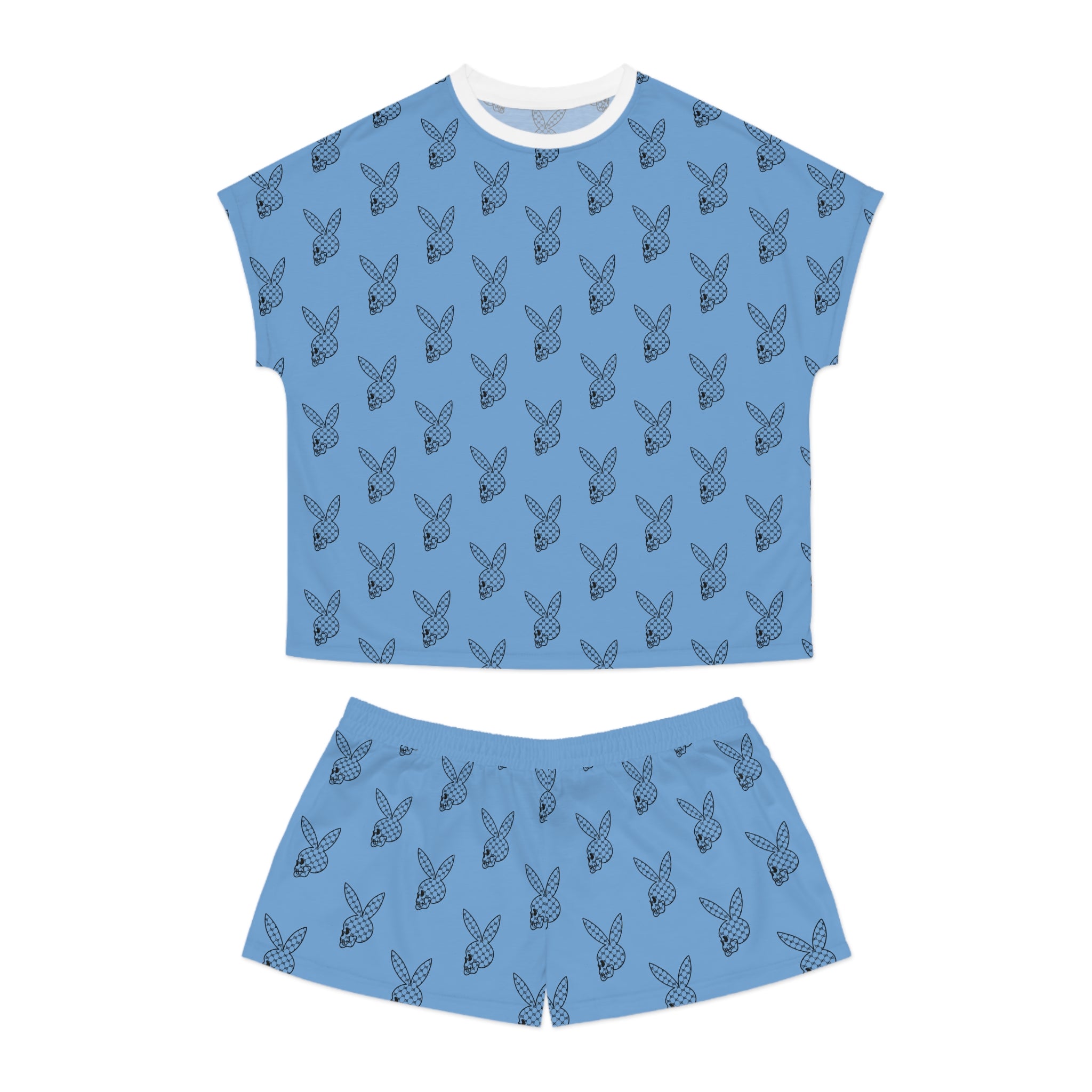 DD Custom Monogram Bunny Skull Women's Pajama Set AOP