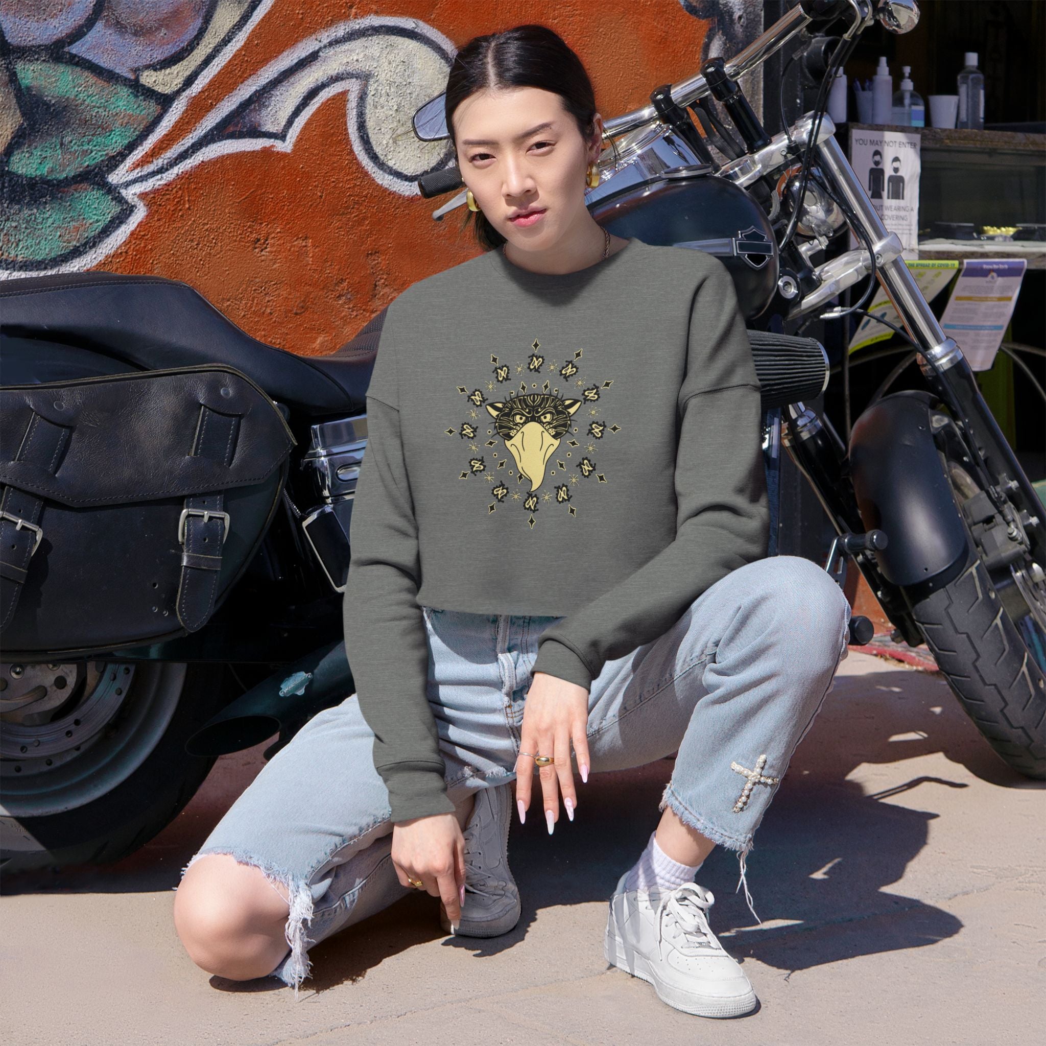 Bandito Panther w/ Paisley Cropped Sweatshirt