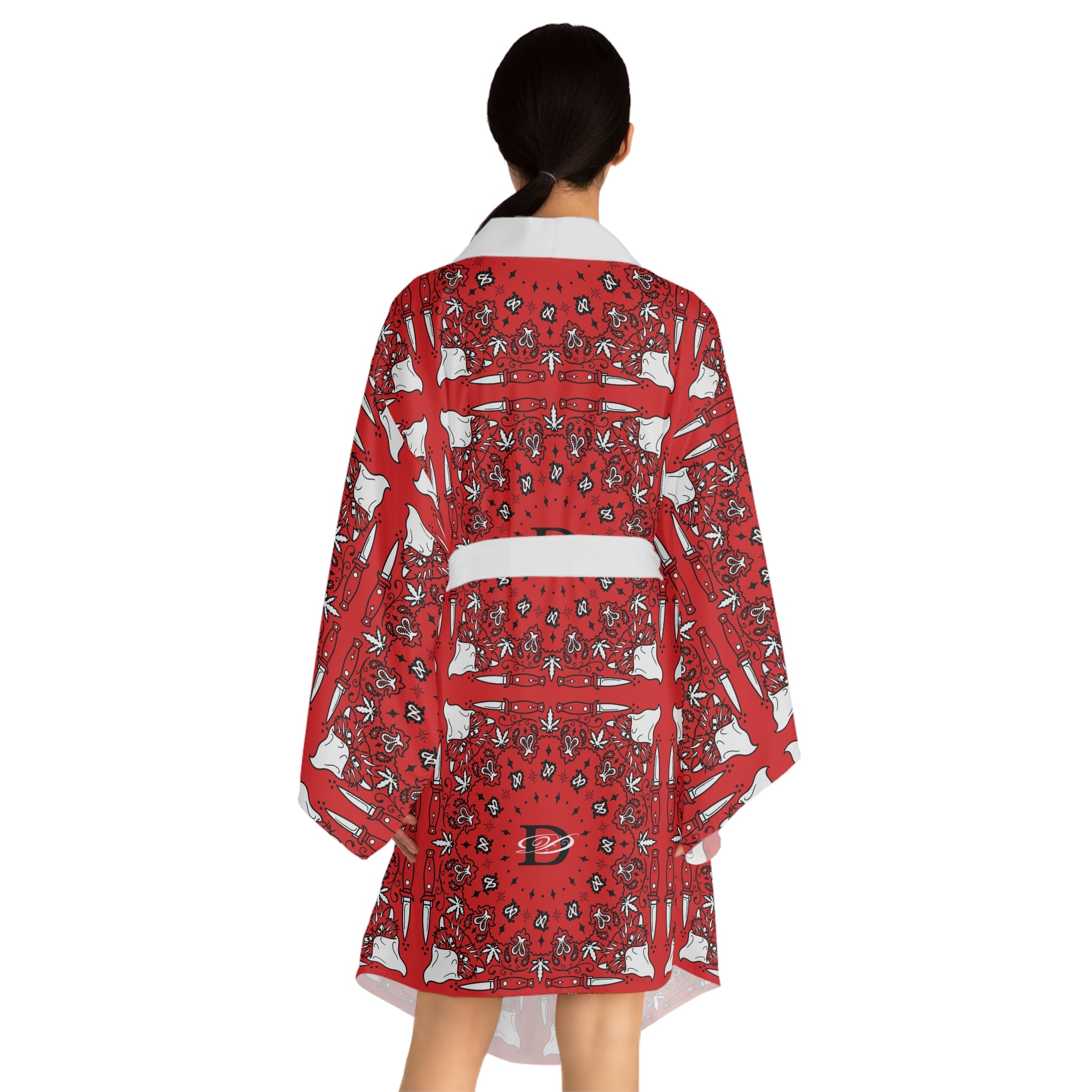 DD Custom Bandana Pattern Long Sleeve Kimono Robe AOP