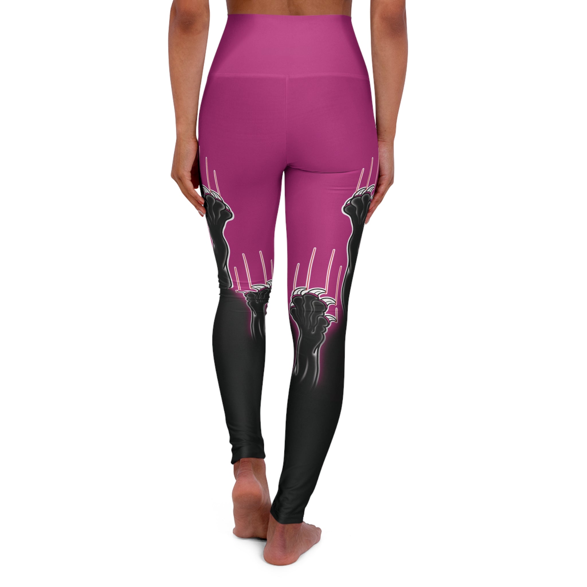 Clawing Panther Paws Print High Waisted Yoga Leggings (AOP)