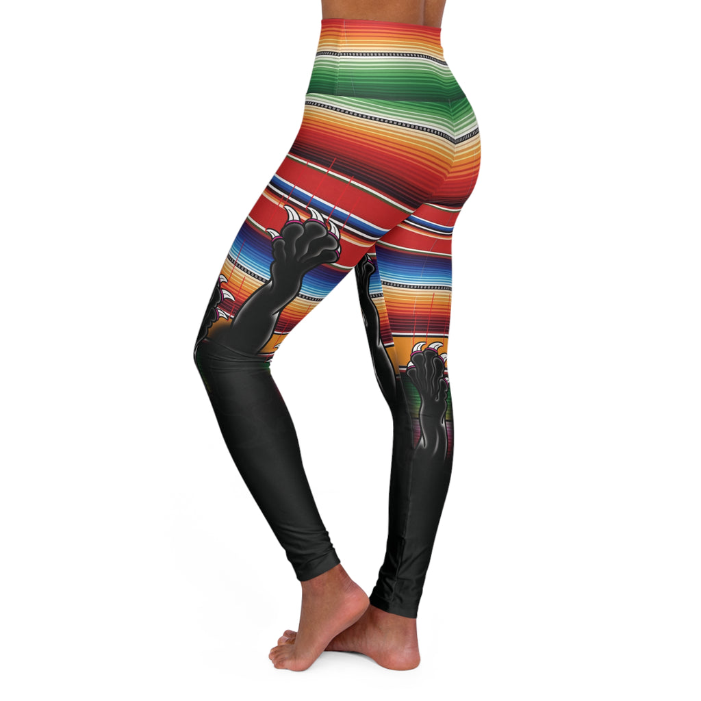 Clawing Panther Paws Print High Waisted Yoga Leggings (AOP)