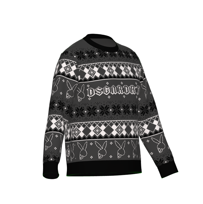 DSGNRDRTBG Bunny Skull Ugly Xmas Lightweight Crewneck Knitted Sweater