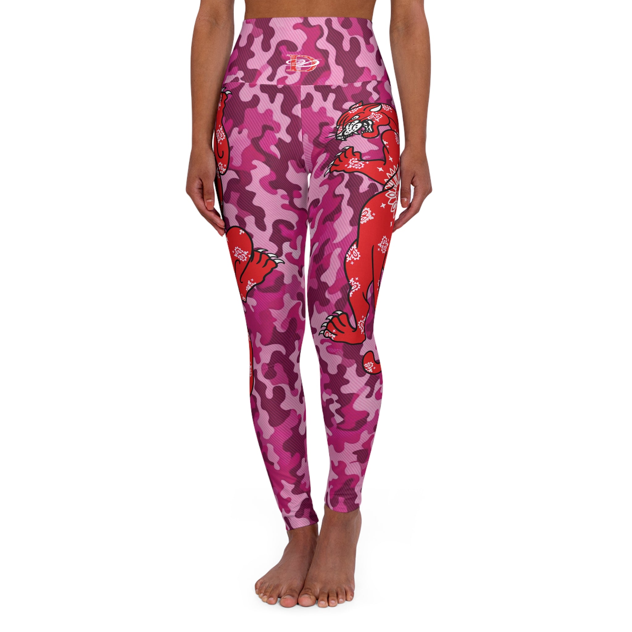 Climbing Bandana Panther Pink Camo High Waisted Leggings AOP