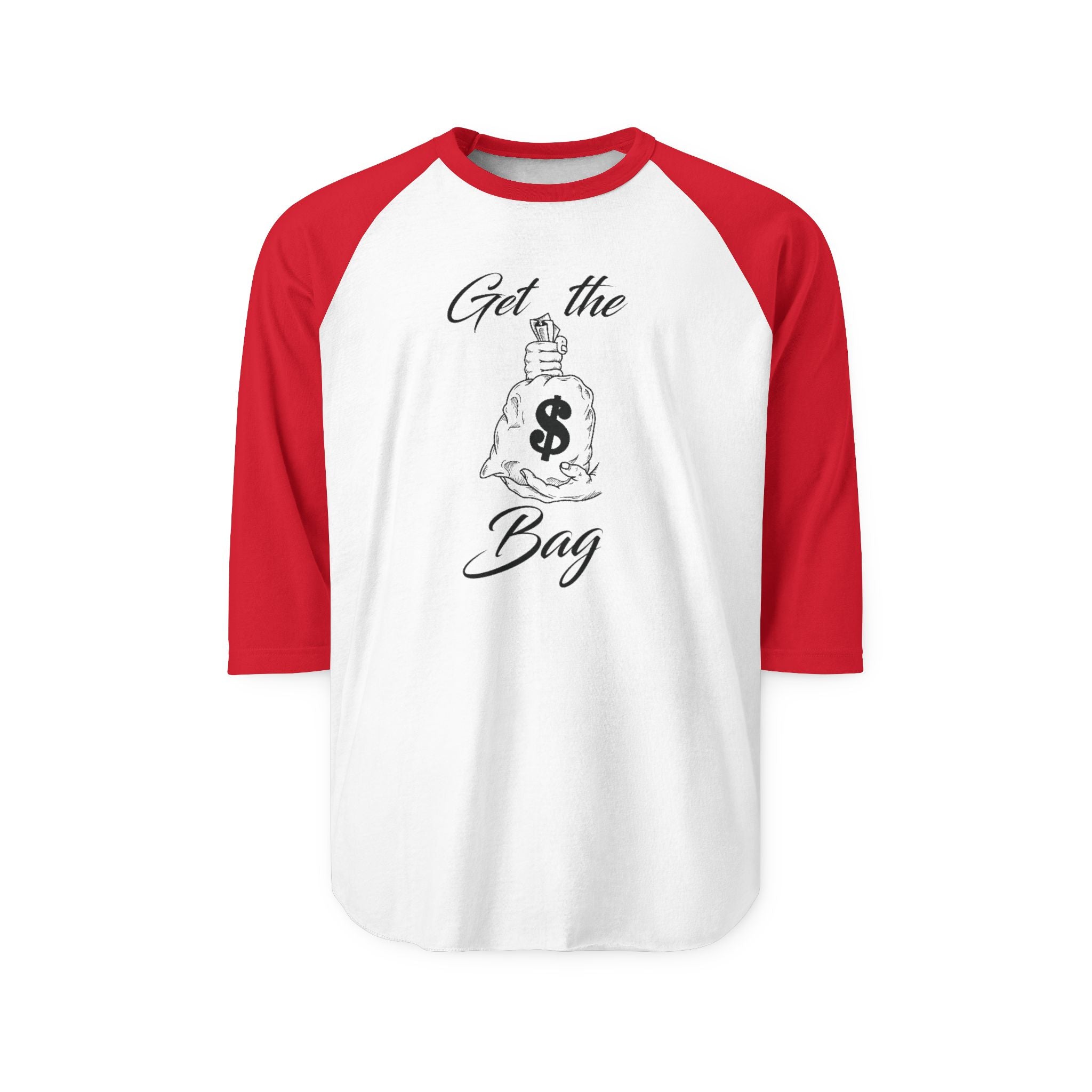 "Get the Bag" Print Unisex Three-Quarter Sleeve Raglan Shirt