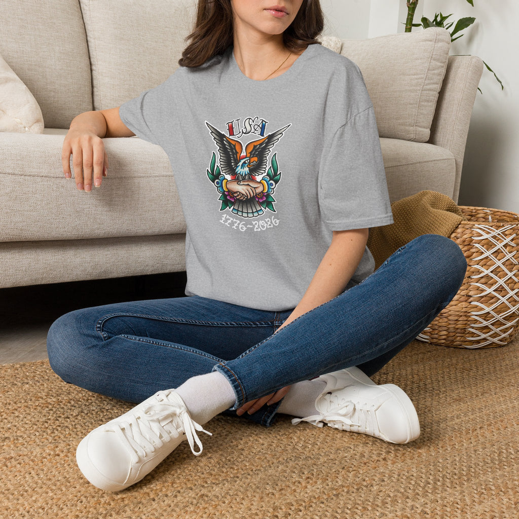 250th Anniversary 1776-2026 Clasped Hands w/Eagle Unisex Softstyle Tattoo T‑Shirt
