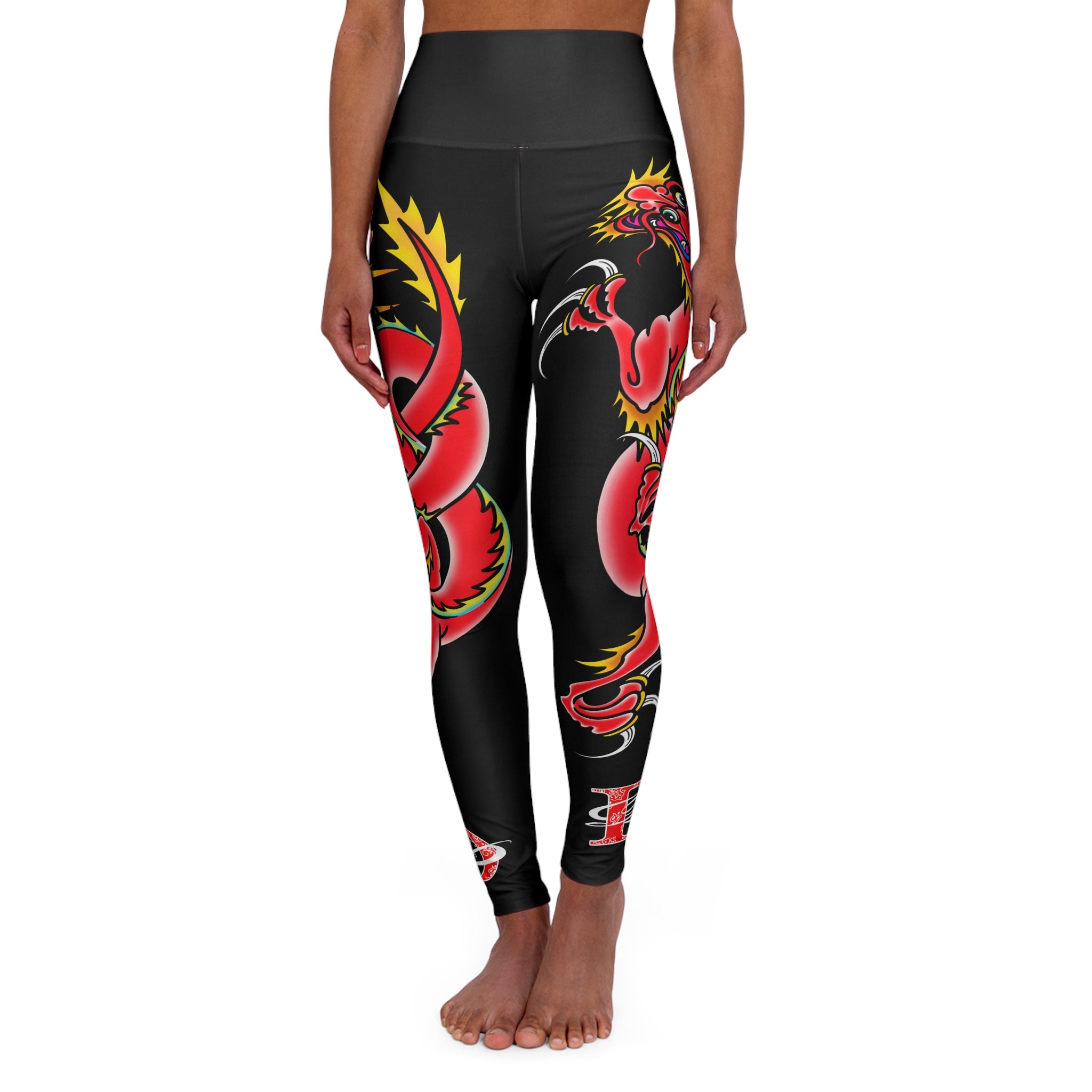 Custom Dragon Print High Waisted Leggings AOP