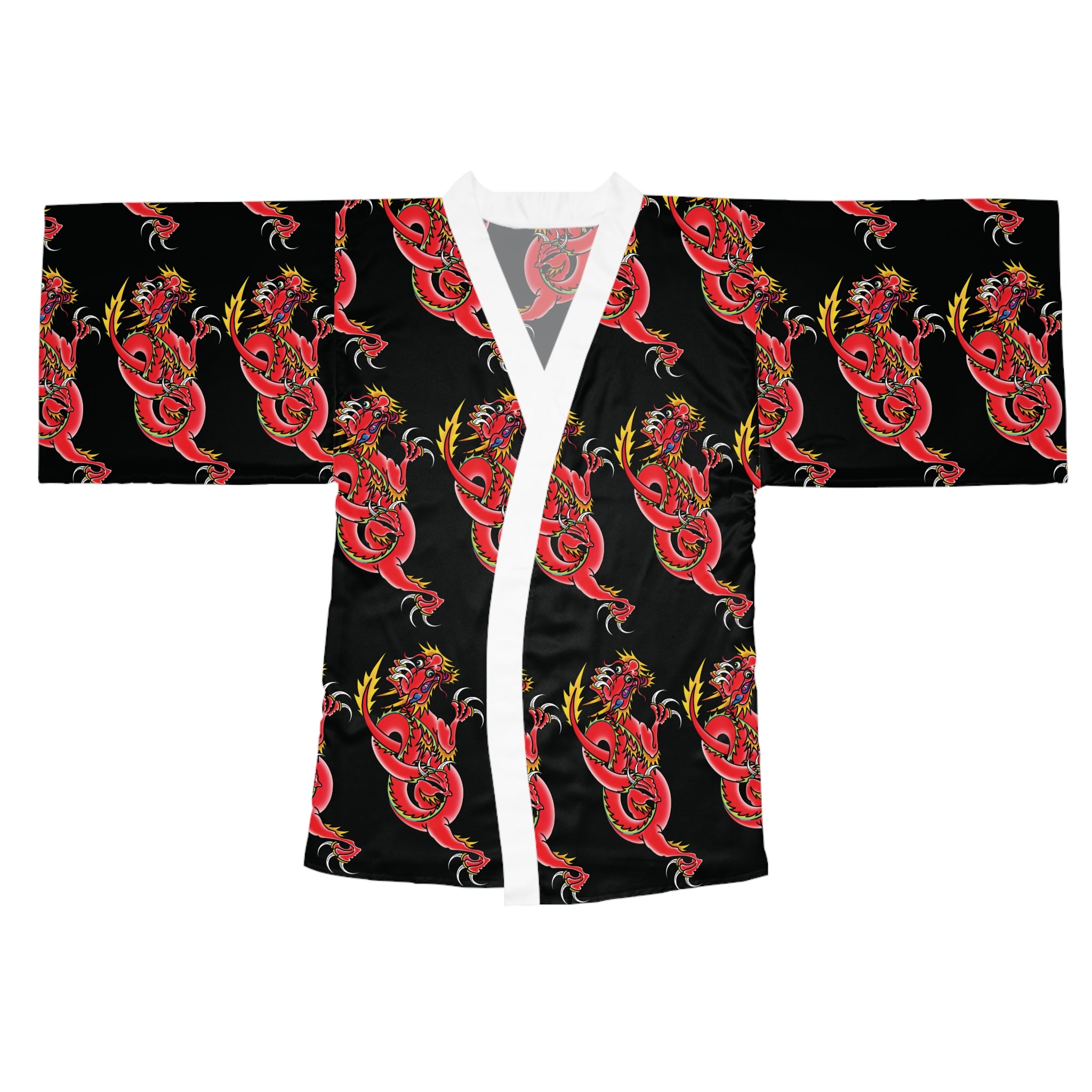Custom Dragon Pattern Long Sleeve Kimono Robe AOP