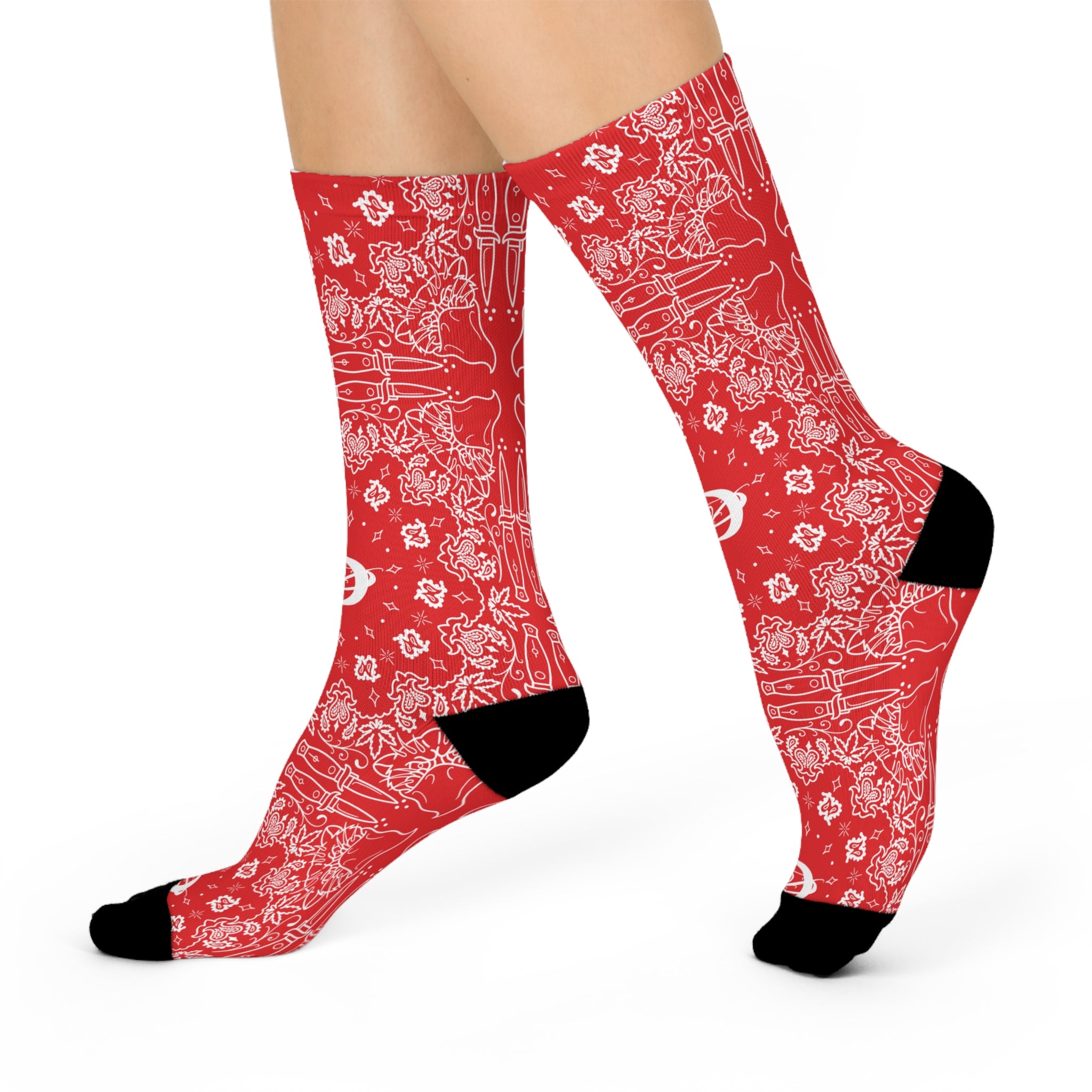 DD Custom Bandana Print Crew Socks AOP