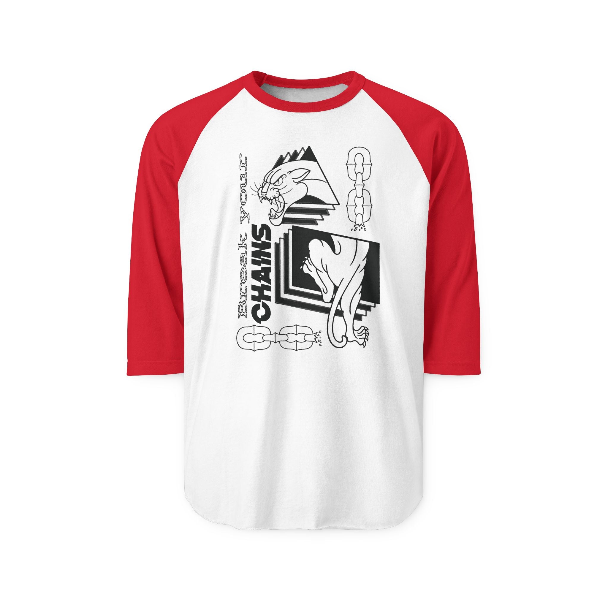 "Break Your Chains" Panther Print Unisex Three-Quarter Sleeve Raglan Shirt