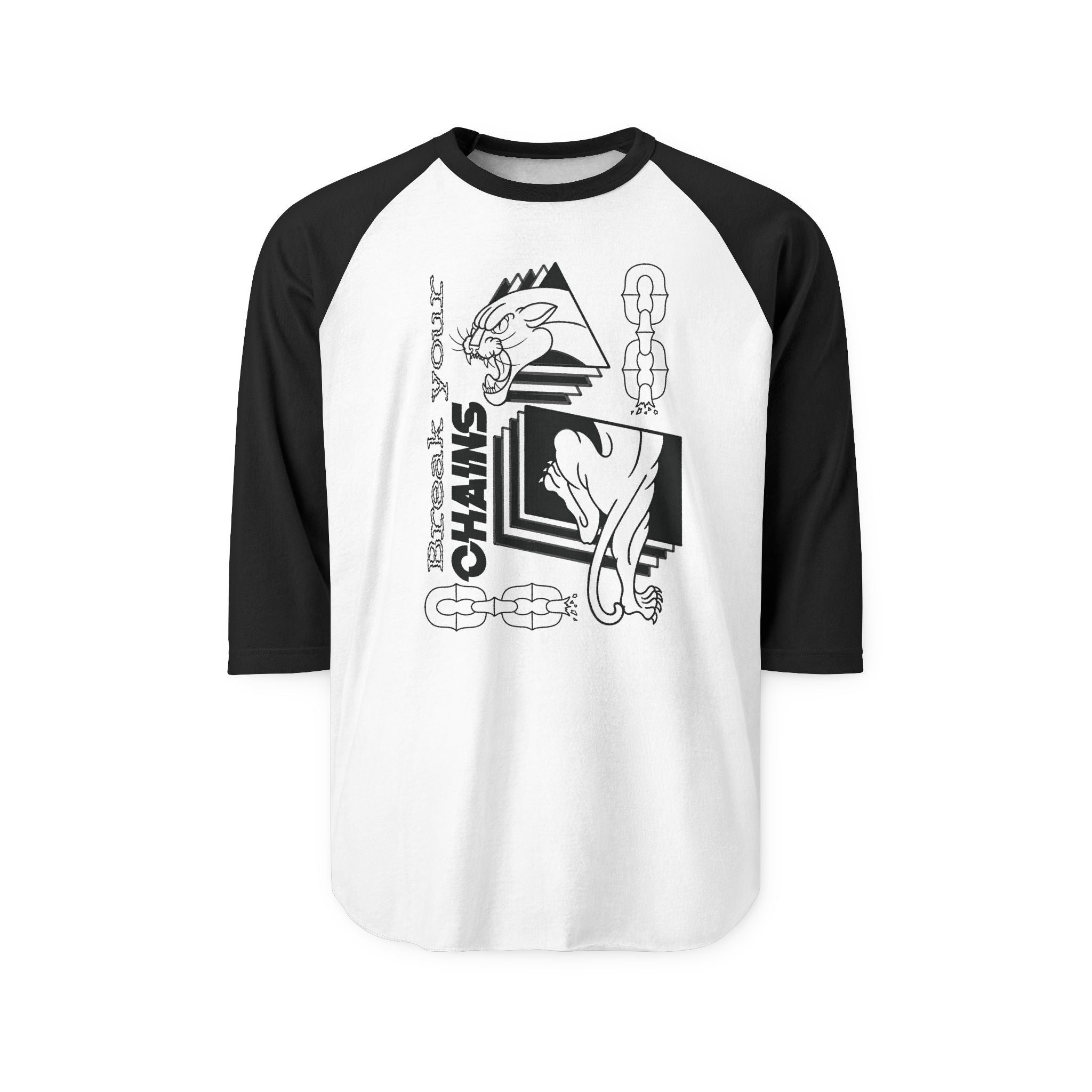 "Break Your Chains" Panther Print Unisex Three-Quarter Sleeve Raglan Shirt